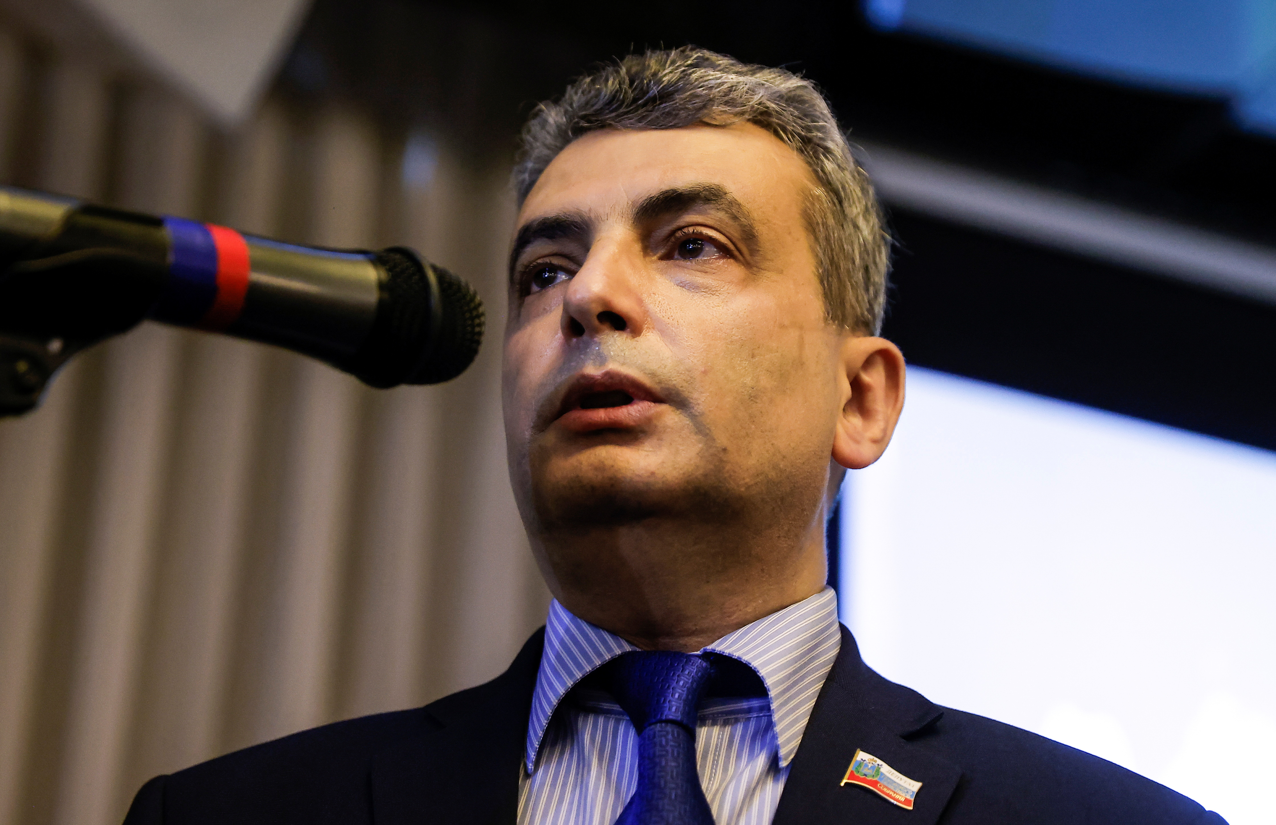 Lev Shlosberg, member of the political party Yabloko, attends the party's congress in Moscow, Russia, April 3, 2021. REUTERS/Maxim Shemetov