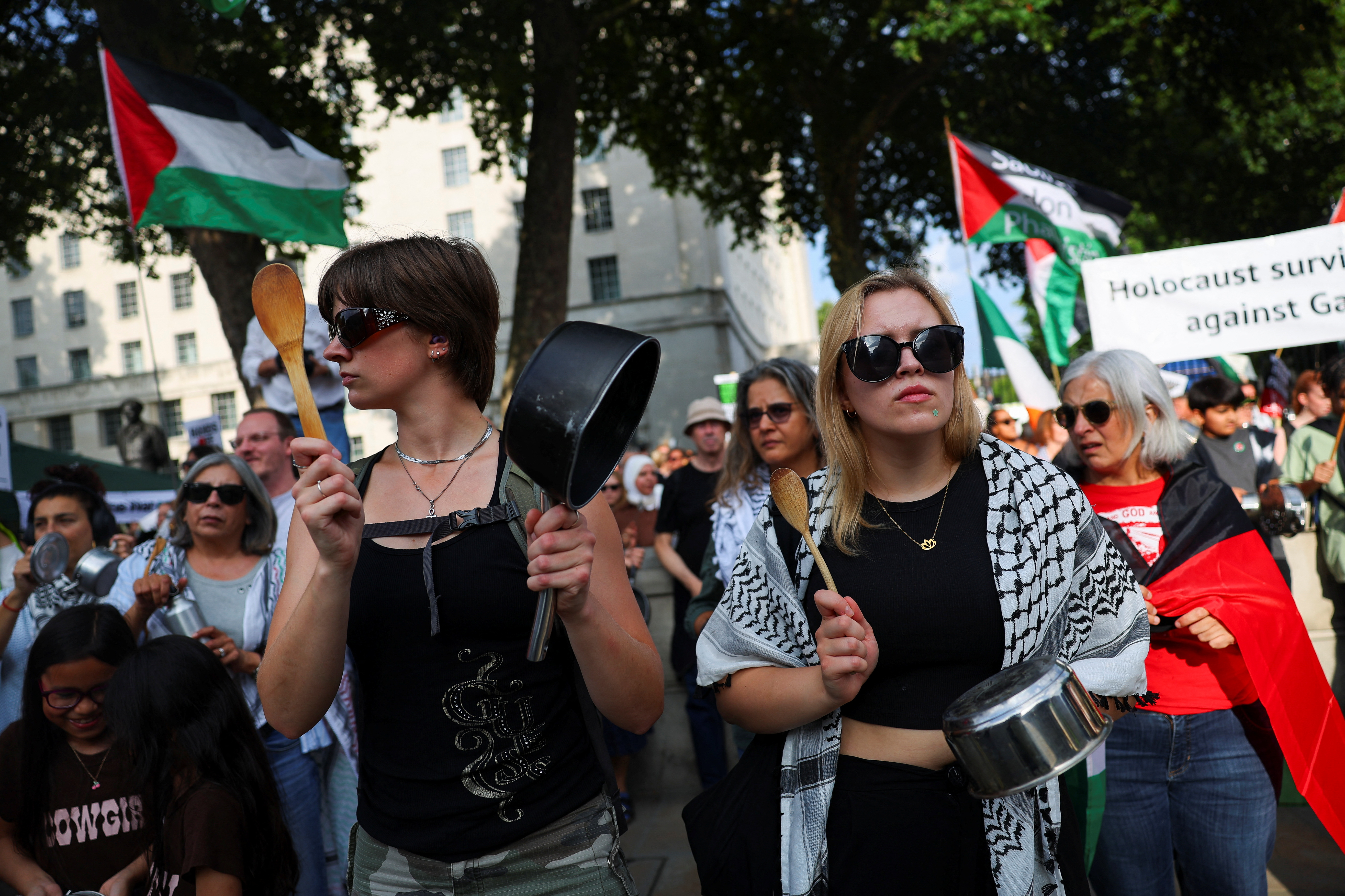 Protesters gather outside Downing Street in London to demand action to end Israel's war on Gaza