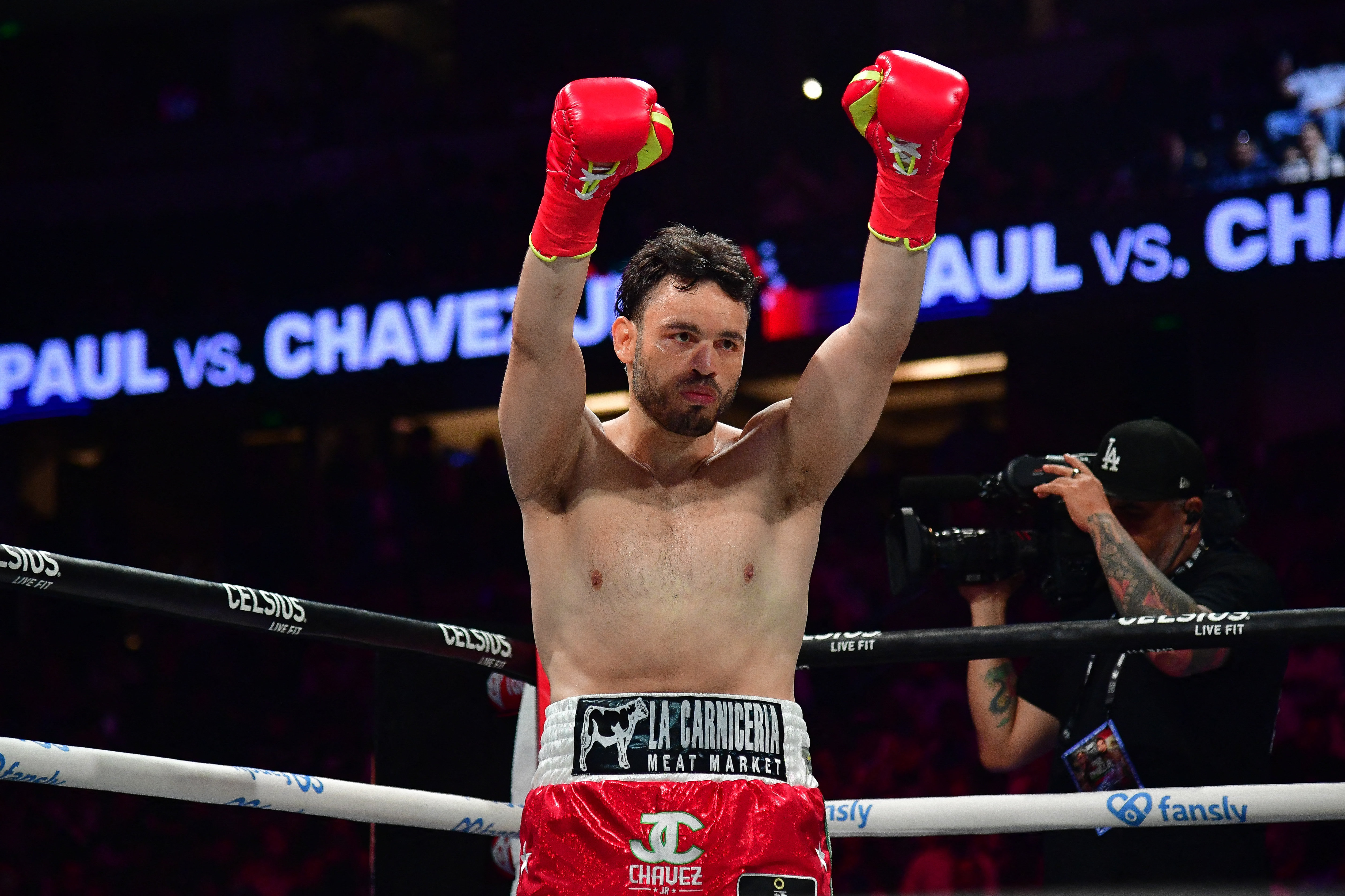 Julio Cesar Chavez Jr reacts before fighting against Jake Paul at the Honda Center on June 28 in Anaheim, California, the United States [Gary A Vasquez-Imagn Images/via Reuters]