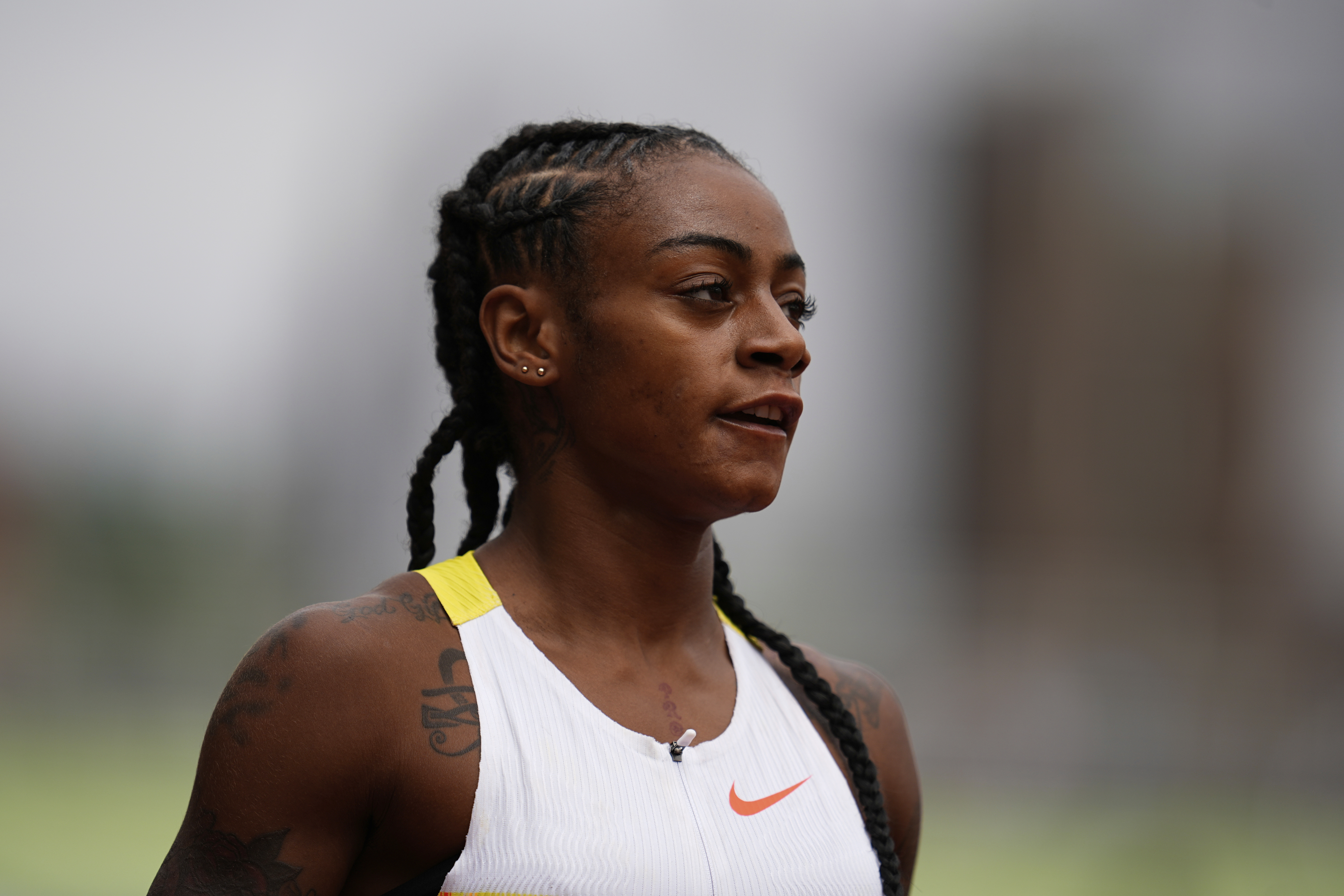 Sha'Carri Richardson reacts.