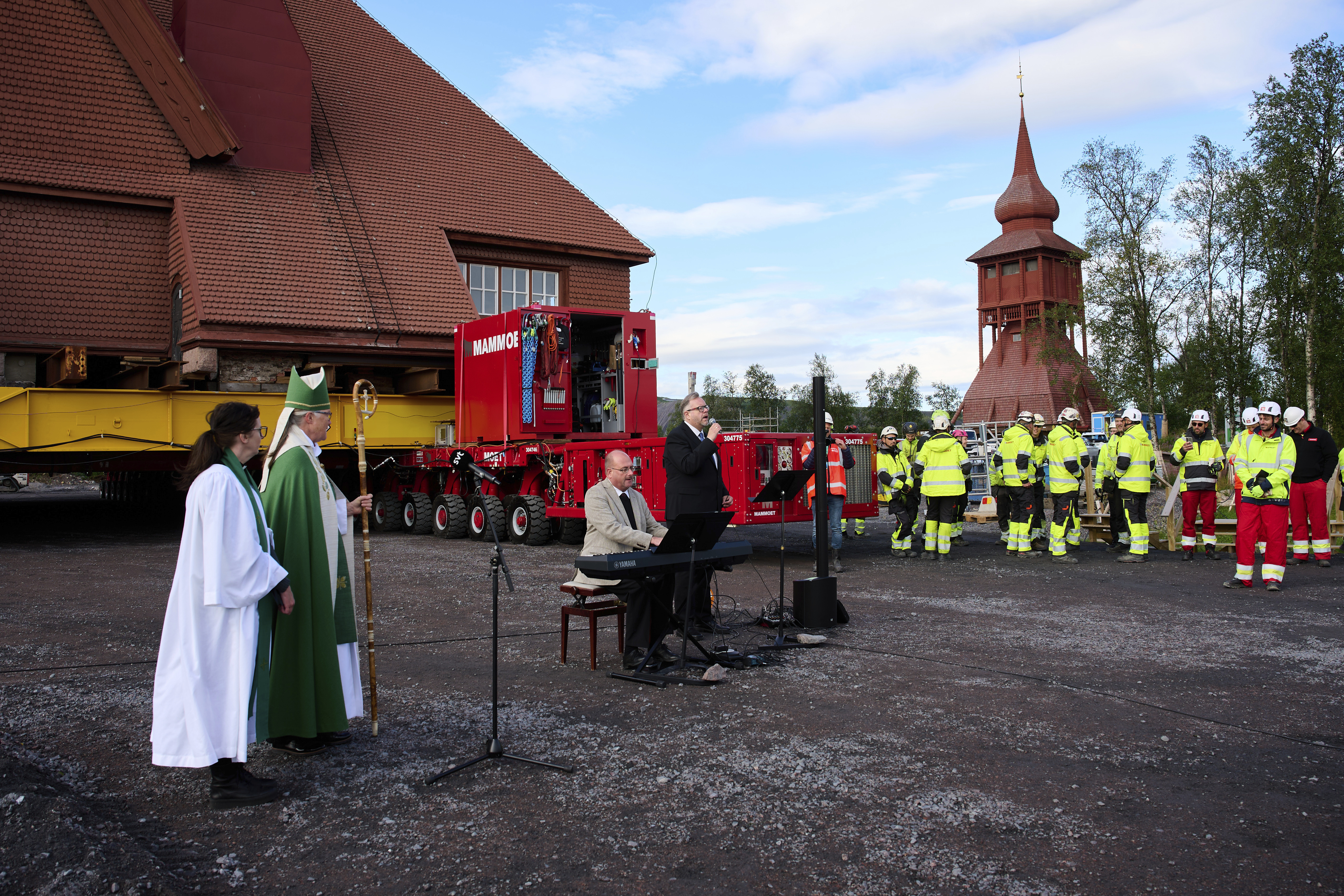 Swedish wooden church sets off on road trip to escape mining subsidence