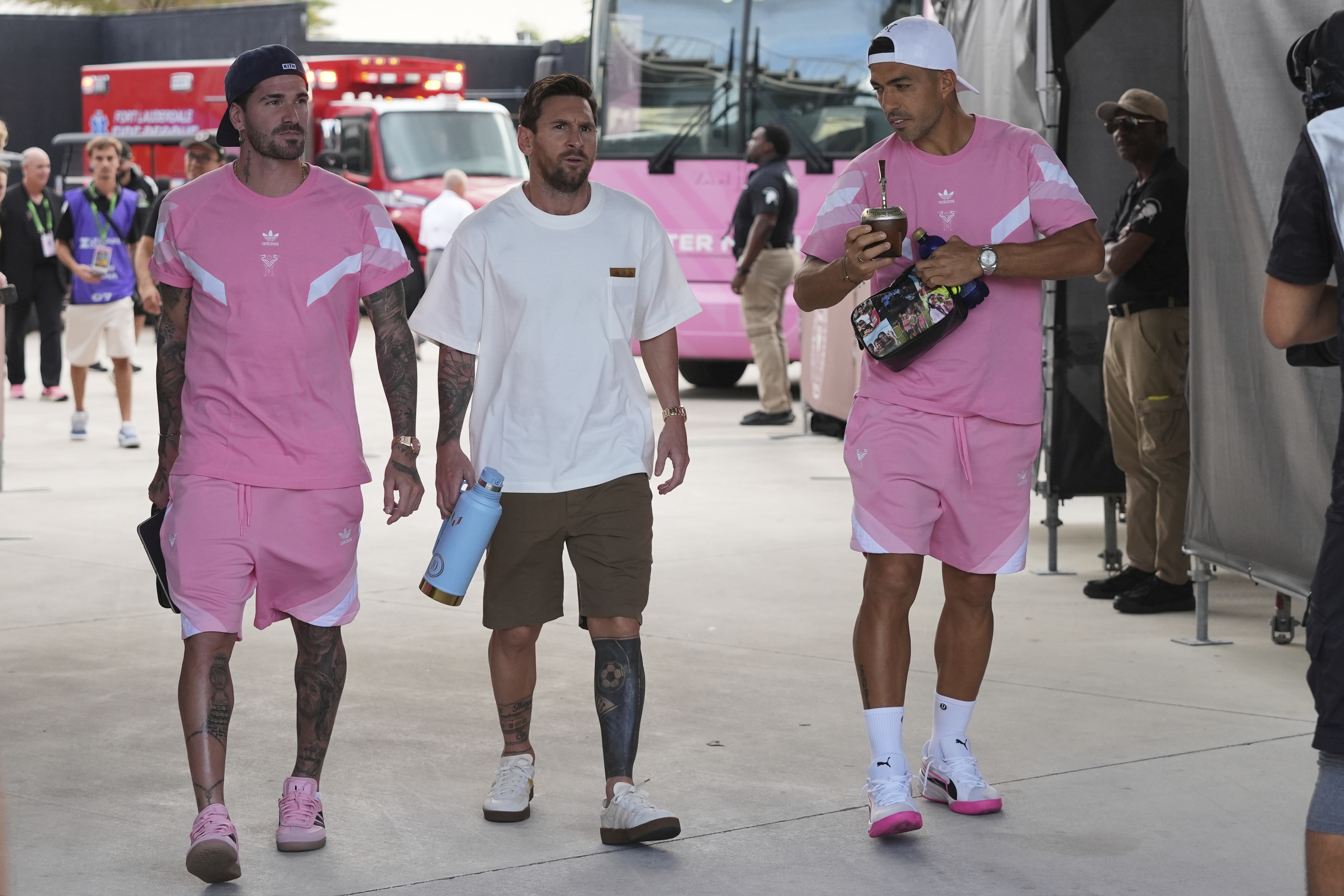 Lionel Messi reacts.