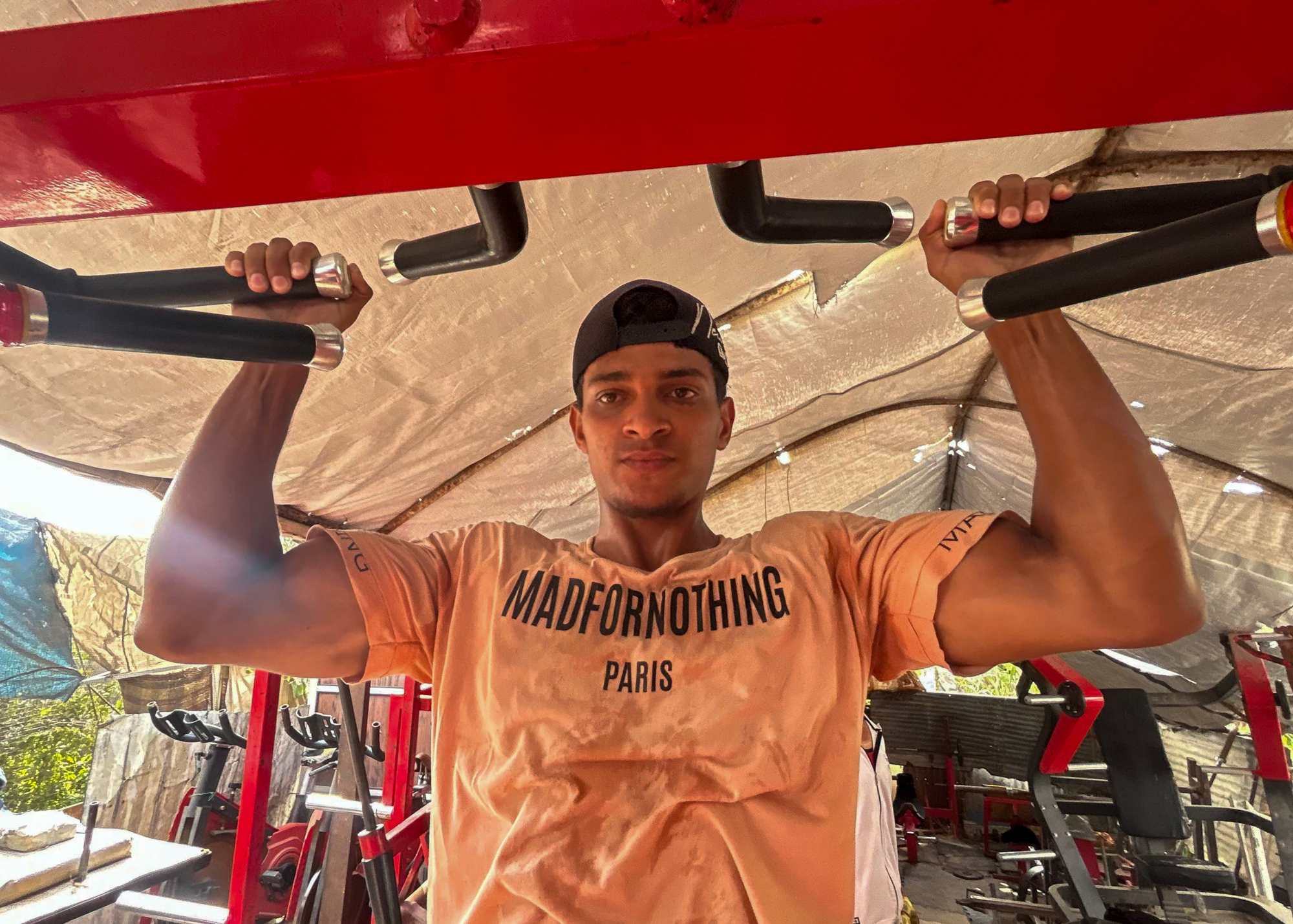 Gaza bodybuilder in training.