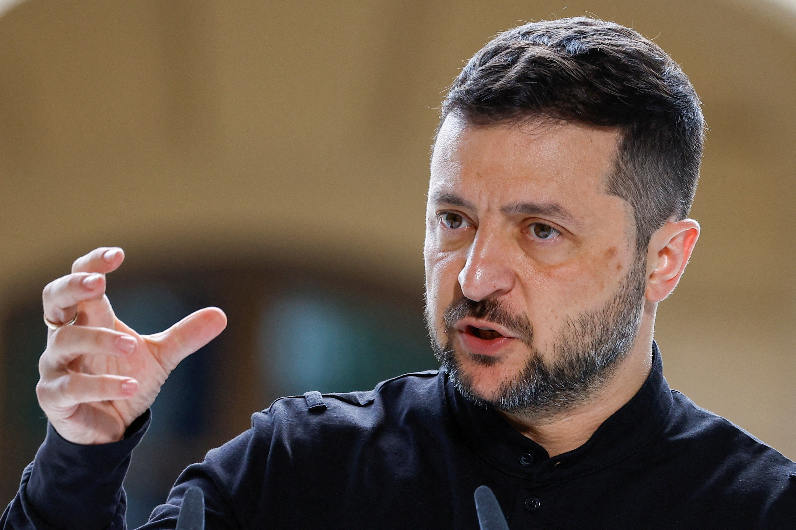 FILE PHOTO: Ukraine's President Volodymyr Zelenskyy speaks during a joint press conference with Norway's Prime Minister Jonas Gahr Store, amid Russia's attack on Ukraine, in Kyiv, Ukraine, on August 25, 2025