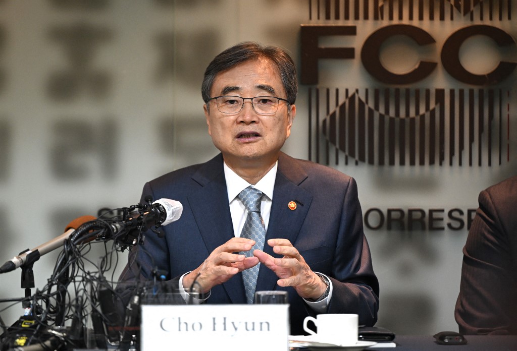 South Korean Foreign Minister Cho Hyun speaks during a press conference at the Seoul Foreign Correspondents’ Club in Seoul on September 19, 2025. [Jung Yeon-je/AFP]