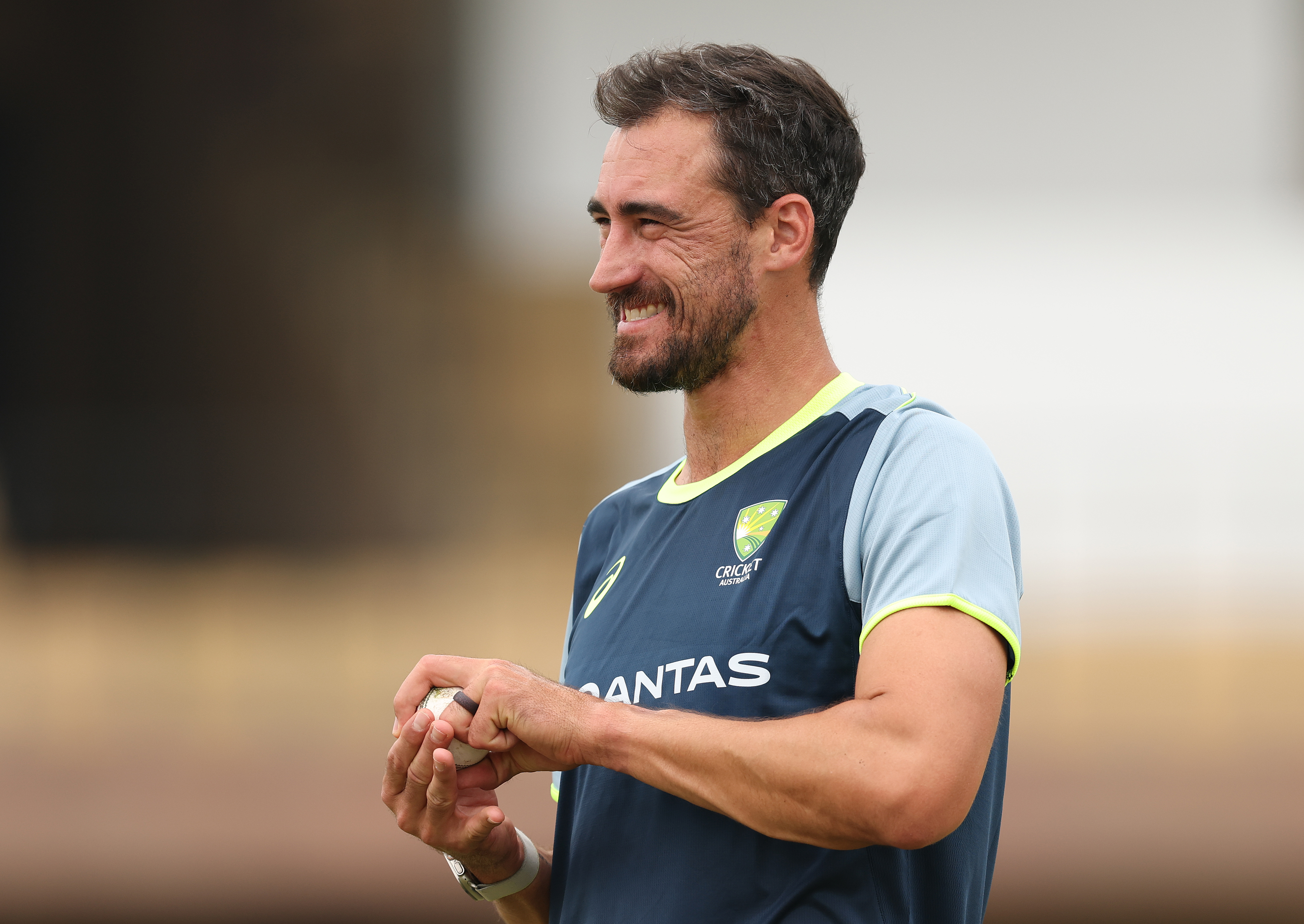 Mitchell Starc reacts.