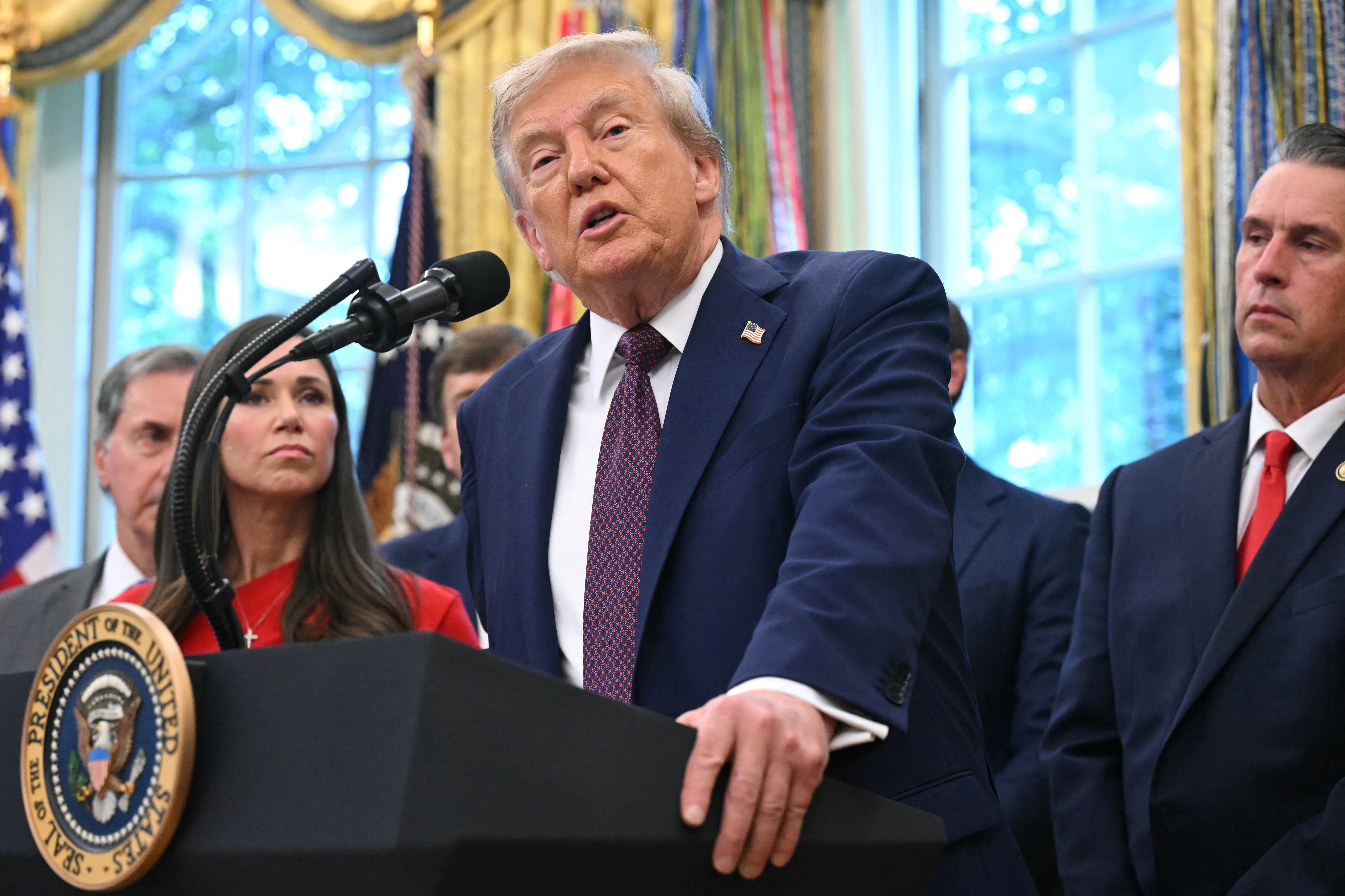 US President Donald Trump speaks in the Oval Office of the White House in Washington, DC, on September 2, 2025.
