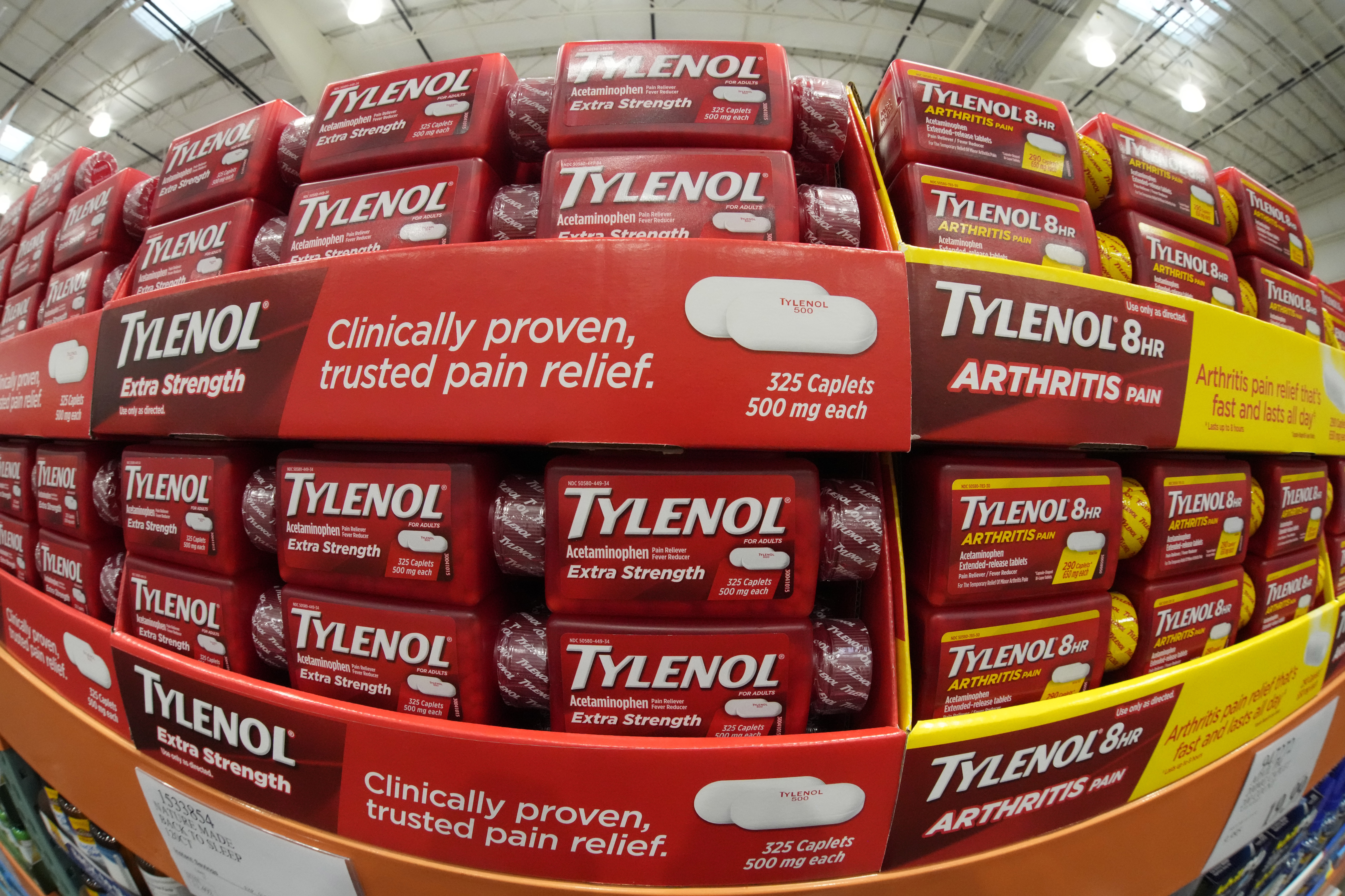 Tylenol Extra Strength on display in a shop.