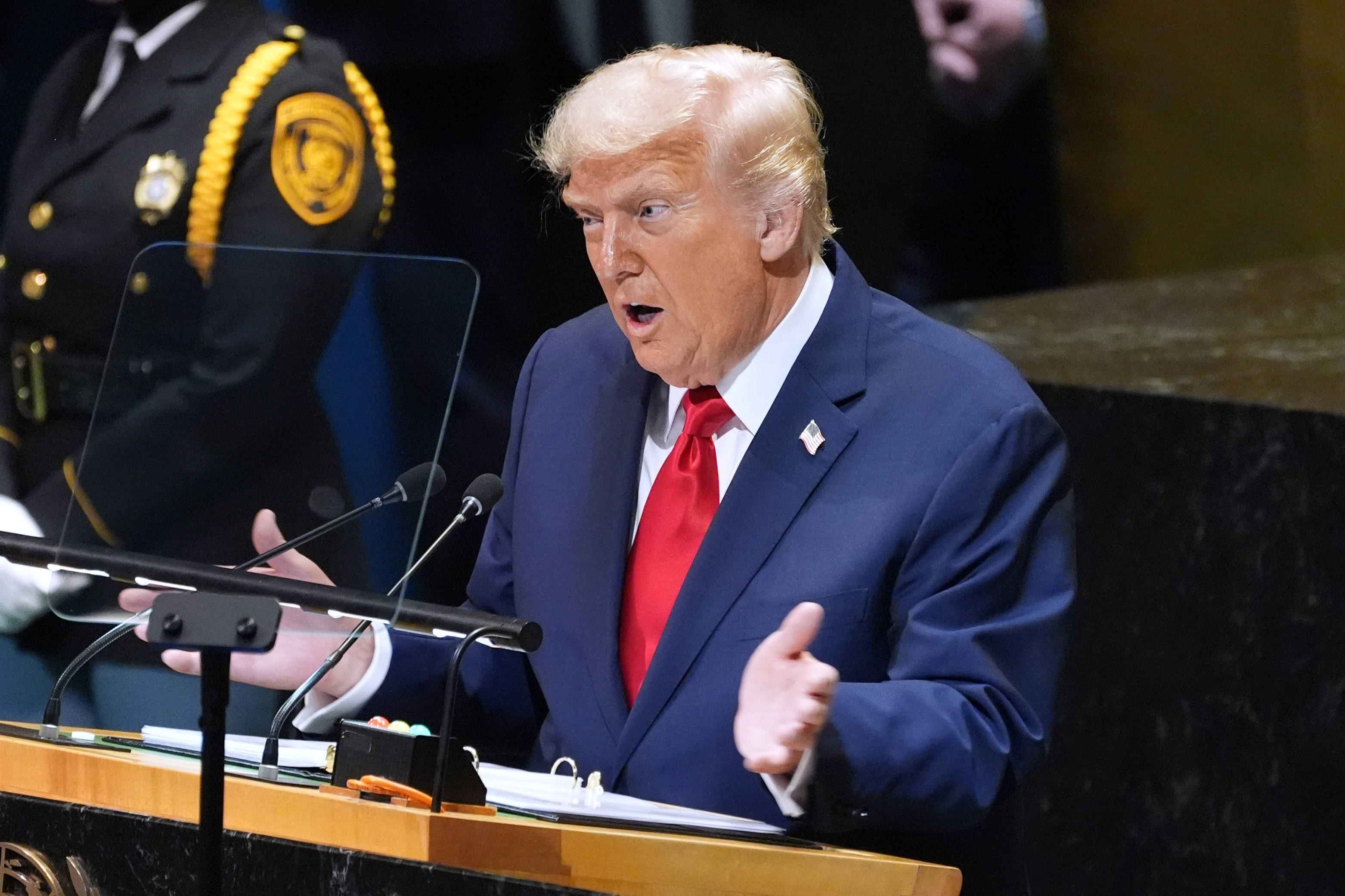 President Donald Trump speaks to the United Nations General Assembly, Tuesday, Sept. 23, 2025, in New York.(AP Photo/Evan Vucci)