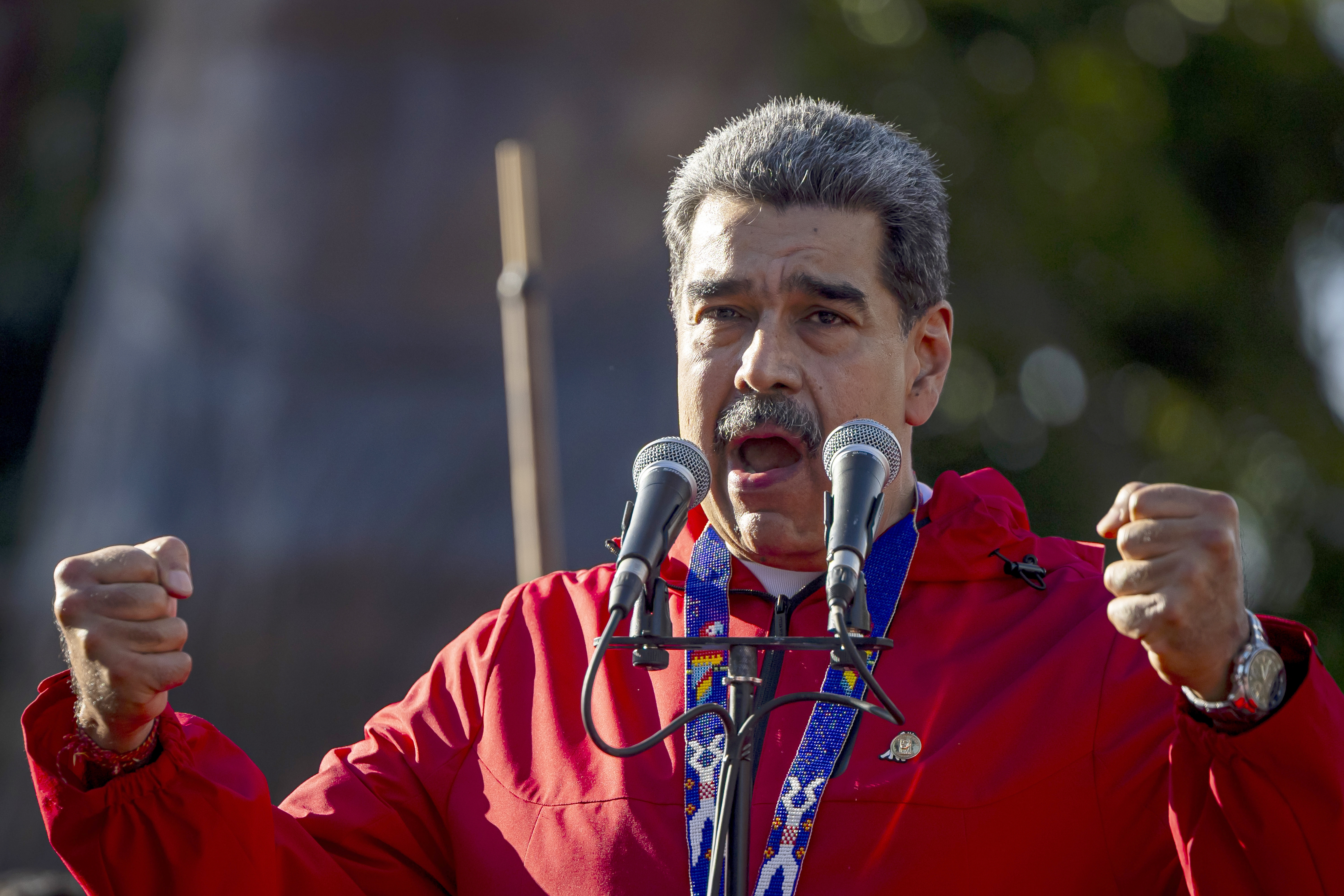 Venezuelan President Nicolas Maduro speaks during an event.