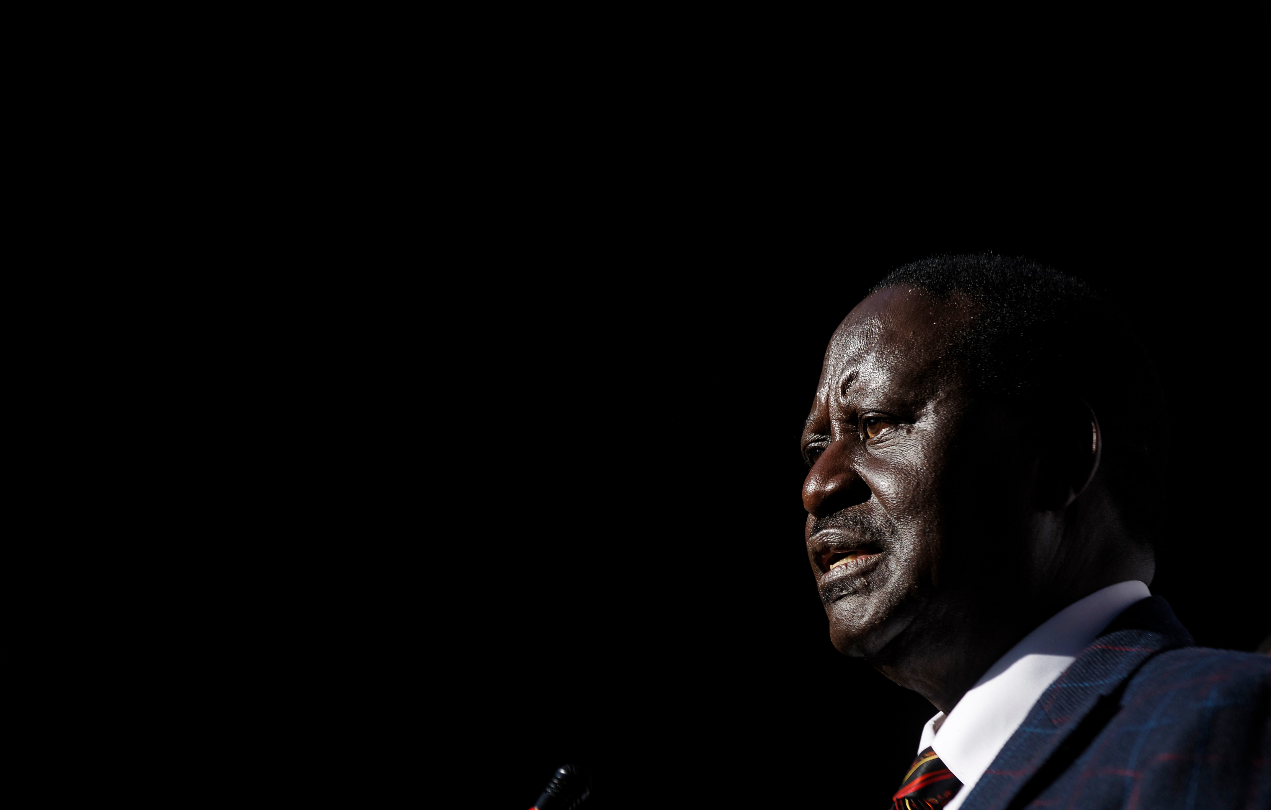 Kenya's opposition leader Raila Odinga announces they will challenge the results of last week's presidential election in the Supreme Court and wage a campaign of "civil disobedience", at a press conference in Nairobi, Kenya Wednesday, Aug. 16, 2017. (AP Photo/Ben Curtis)