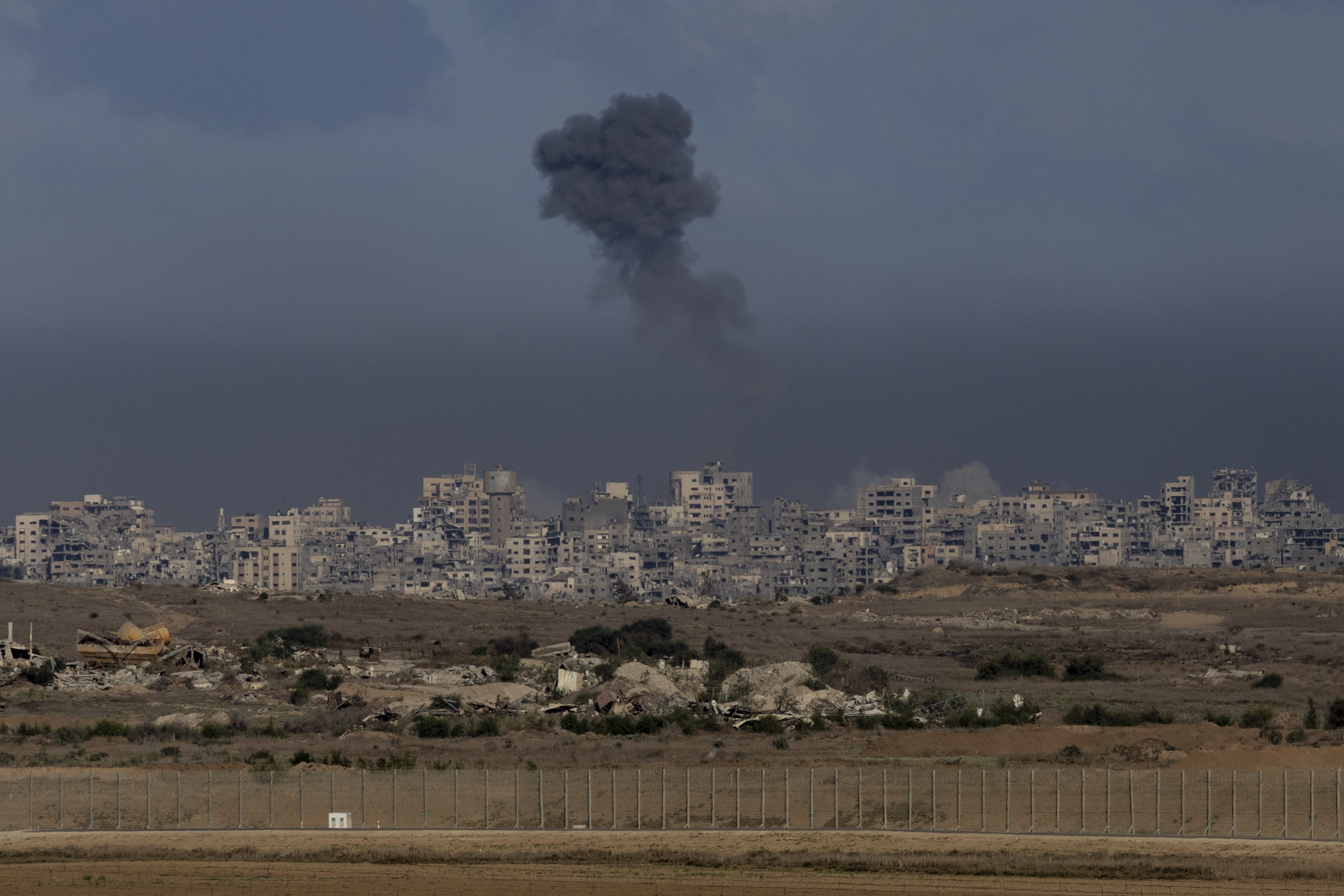 Smoke rises over the Gaza Strip after an Israeli bombardment