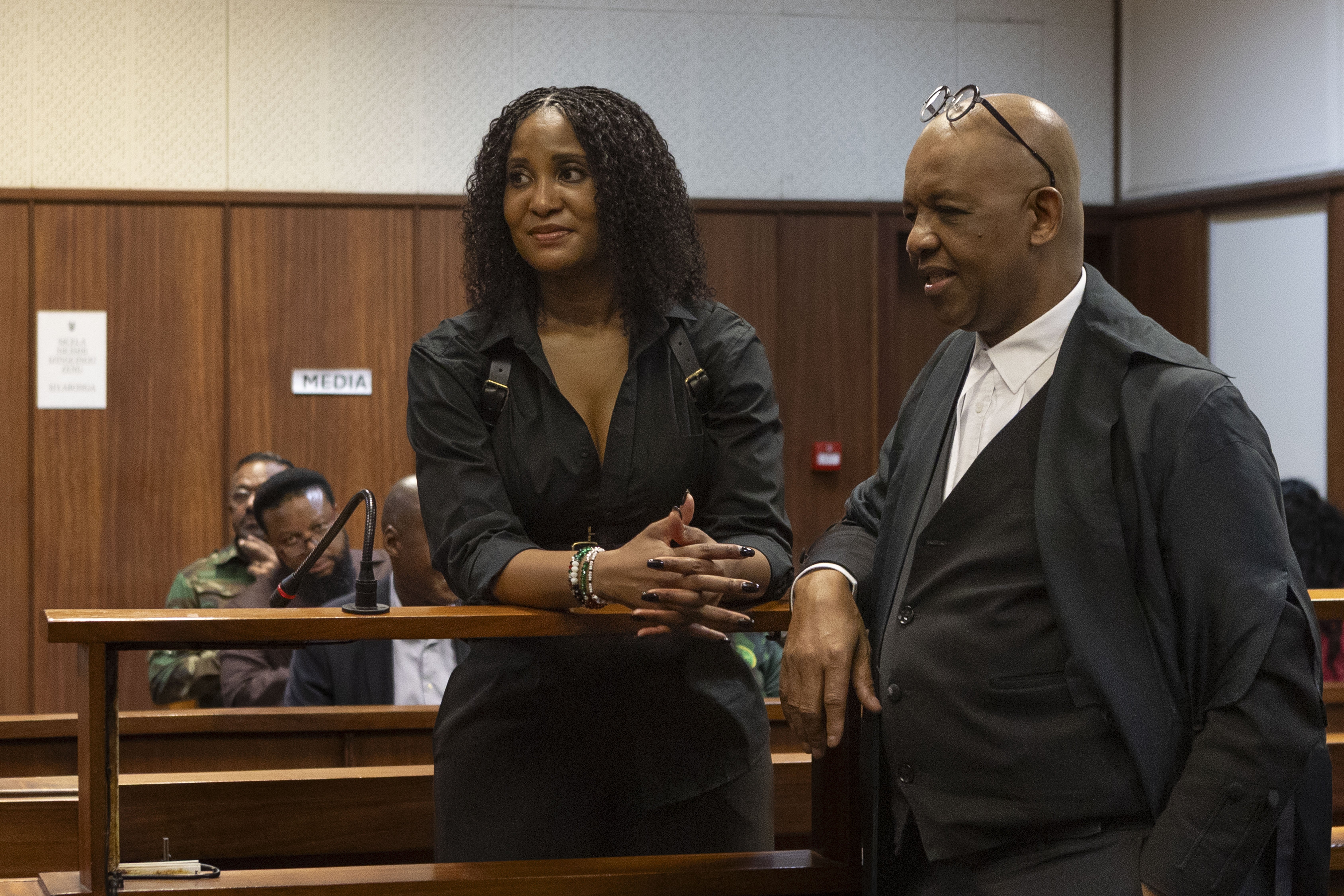 Duduzile Zuma-Sambudla (L) appears in court.