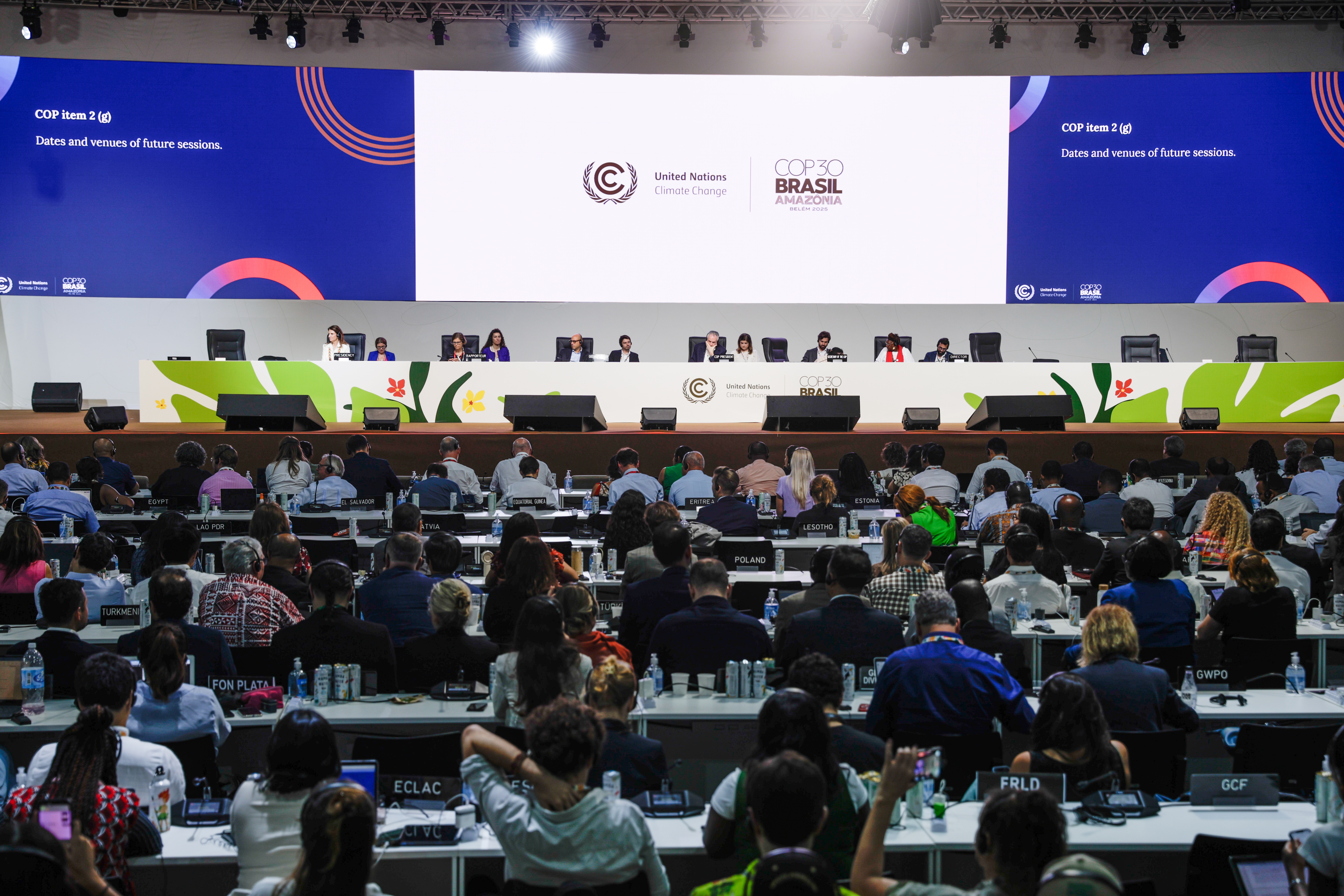 Attendees participate in the closing COP30 plenary session in Belem, Brazil, on November 22, 2025 [Fraga Alves/EPA]