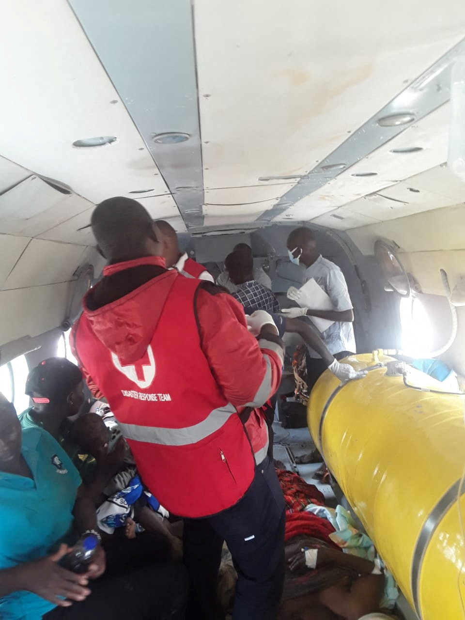 Members of the Kenya Red Cross airlift survivors of a landslide following continuous rainfall killing and displacing residents in Murkutwa, Chesongoch village in Elgeyo-Marakwet County, western Kenya November 1, 2025.