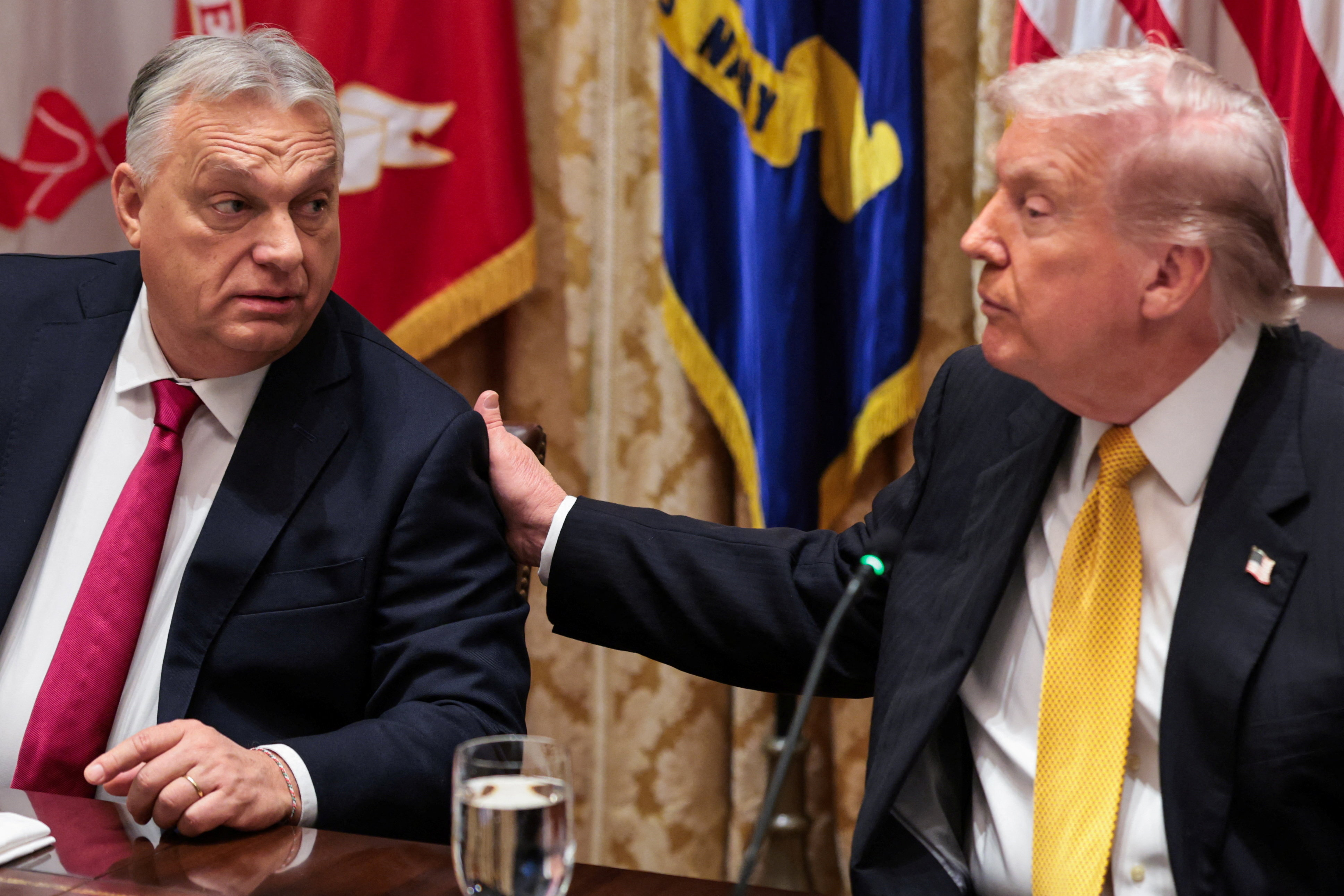 U.S. President Donald Trump hosts a bilateral lunch with Hungary's Prime Minister Viktor Orban at the White House in Washington, D.C., U.S., November 7, 2025.
