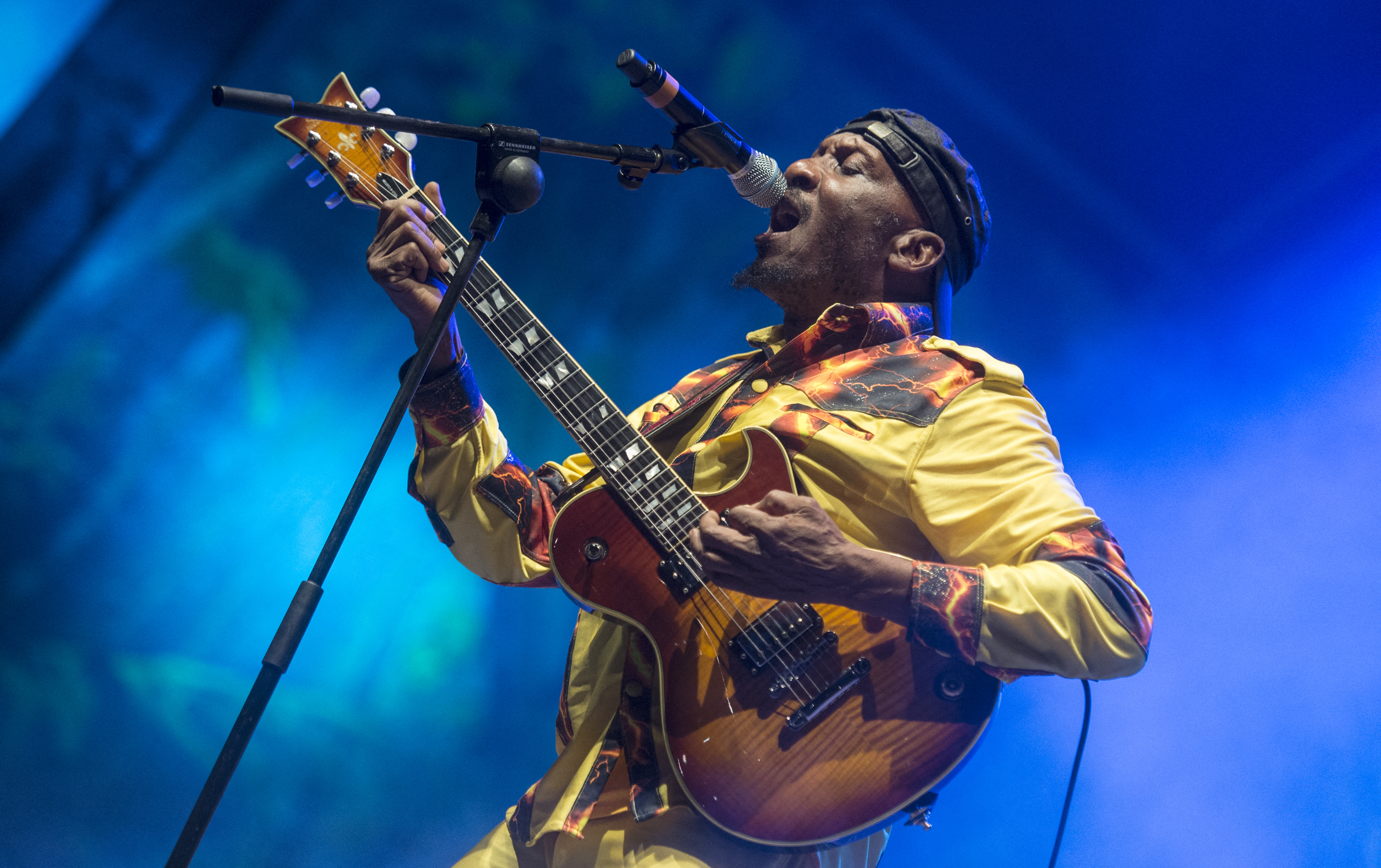 (FILES) Jamaican singer Jimmy Cliff performs during the Rototom Sunsplash festival in Benicassim, Castellon province, on August 16, 2014.