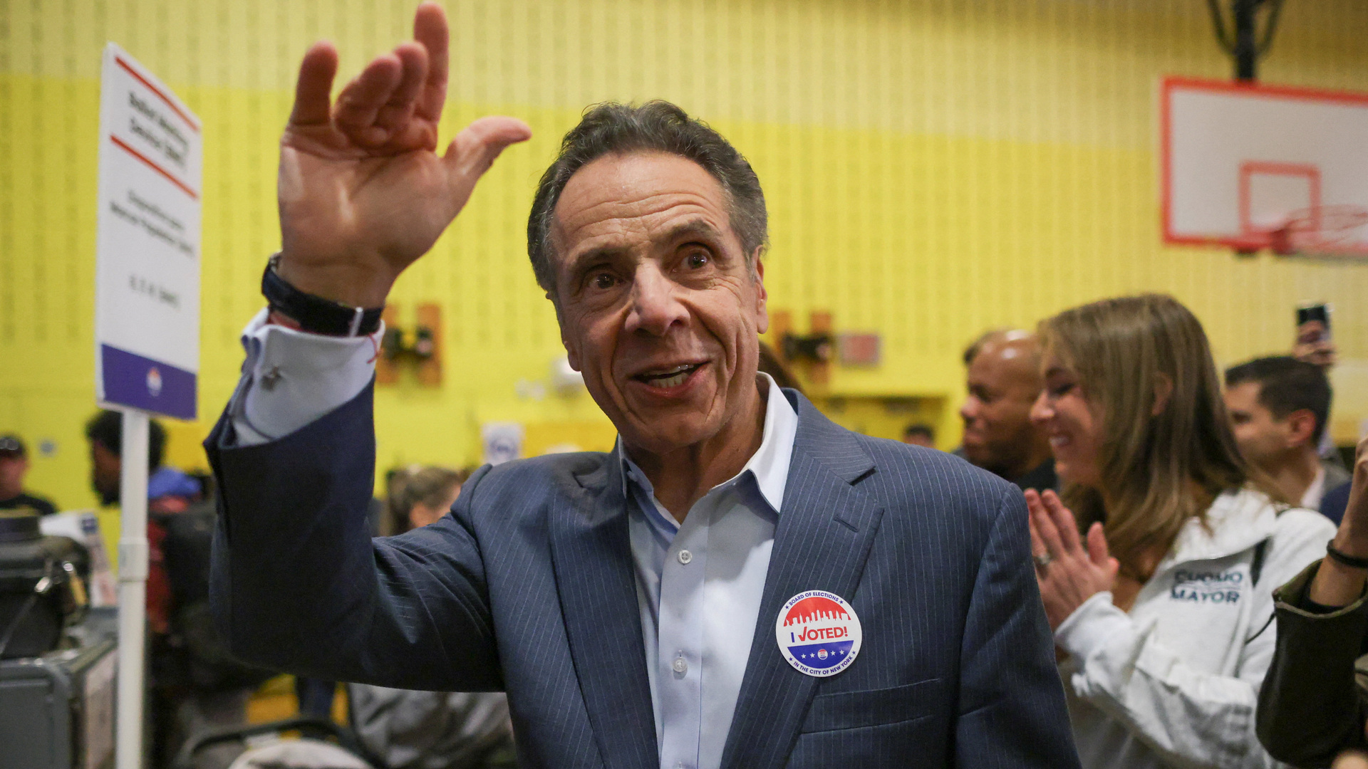 Independent candidate for New York City mayor and former New York Governor Andrew Cuomo gestures after voting in the New York City mayoral election, at a polling site at the High School of Art and Design in the Manhattan borough of New York City, US, on Nov. 4, 2025. [Brendan McDermid/Reuters]