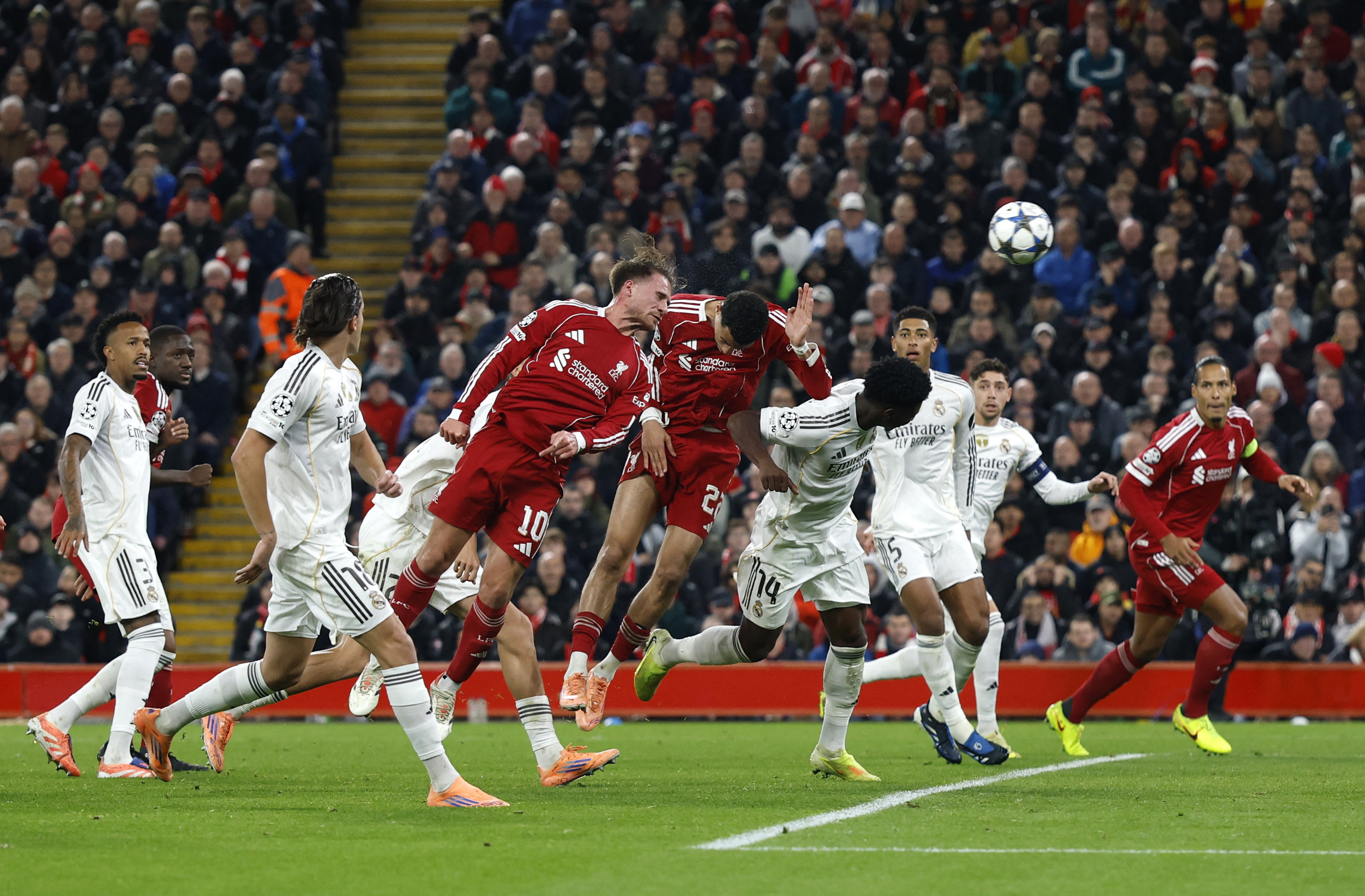 Soccer Football - UEFA Champions League - Liverpool v Real Madrid - Anfield, Liverpool, Britain - November 4, 2025 Liverpool's Alexis Mac Allister scores their first goal Action Images via Reuters/Jason Cairnduff