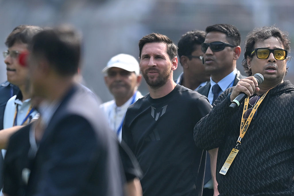 Lionel Messi of Argentina arrives at the stadium.