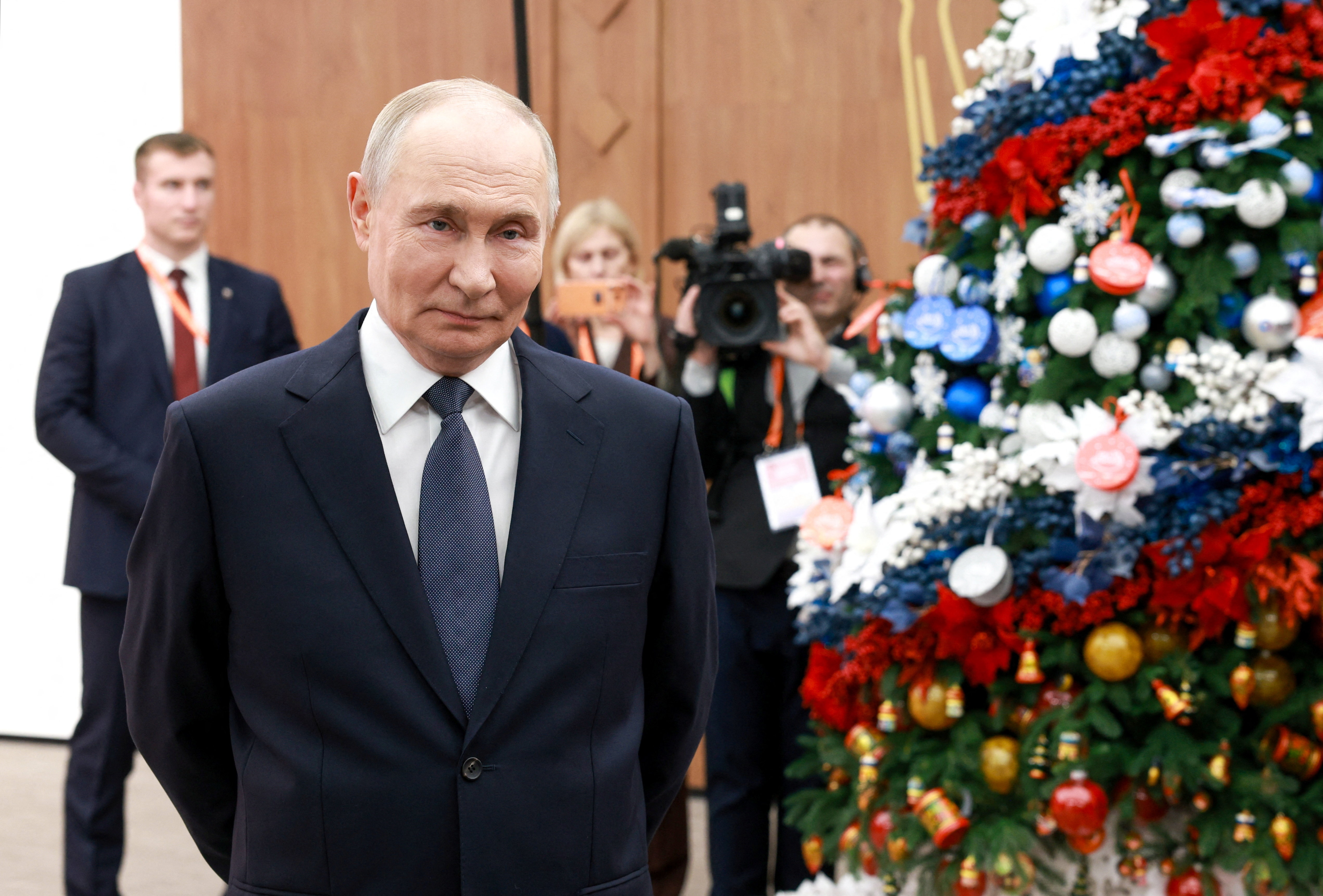 Russian President Vladimir Putin attends a meeting with volunteers participating in the "WeAreTogether" International Forum of Civil Participation in Moscow, Russia December 3, 2025. Sputnik/Alexander Scherbak/Pool via REUTERS ATTENTION EDITORS - THIS IMAGE WAS PROVIDED BY A THIRD PARTY.