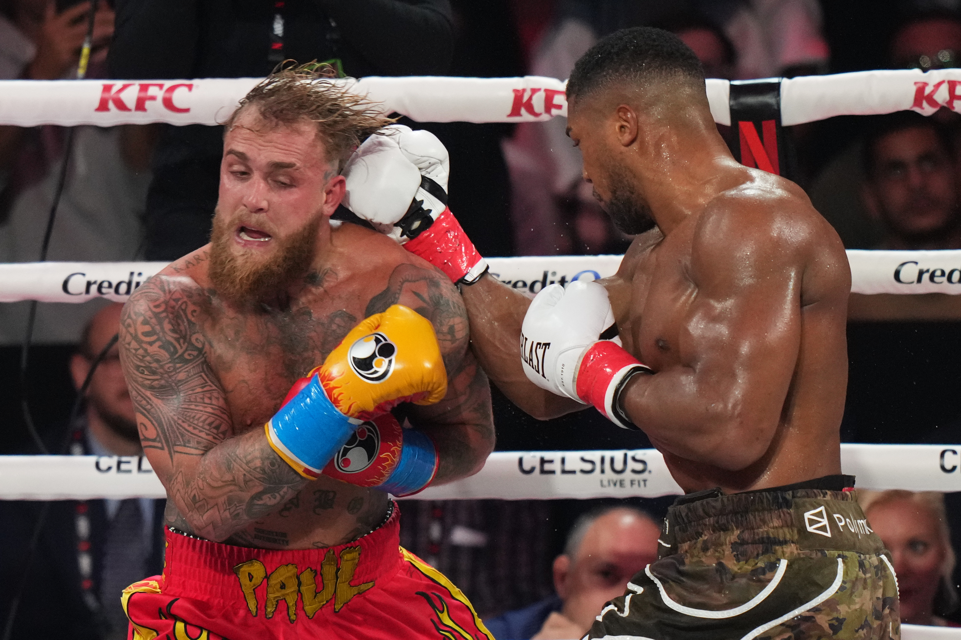 Jake Paul in action against Anthony Joshua