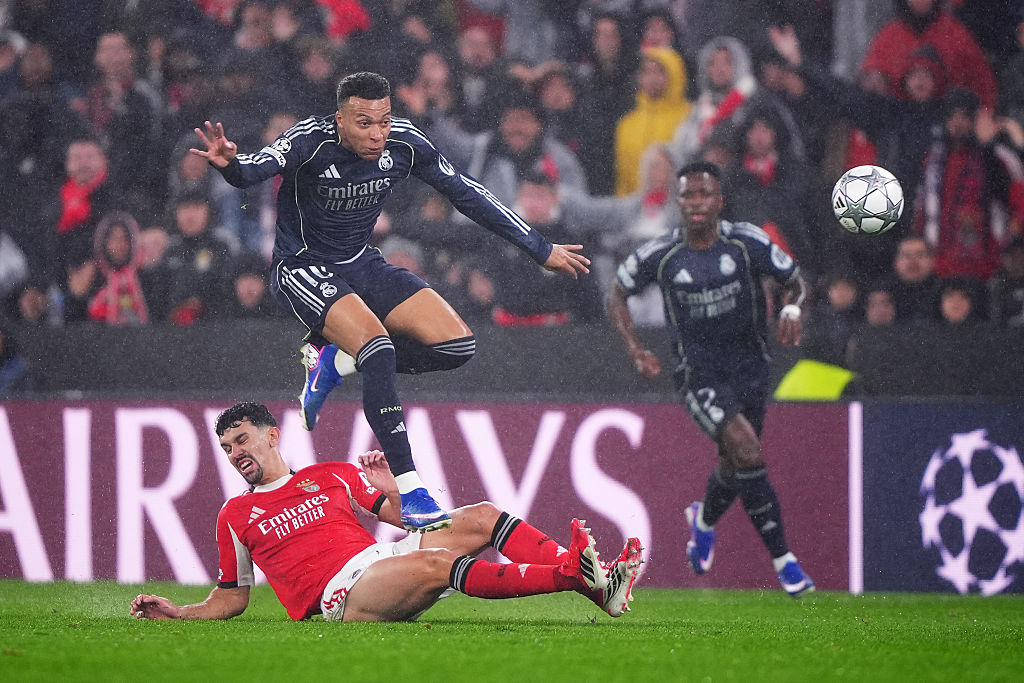 Kylian Mbappe reacts