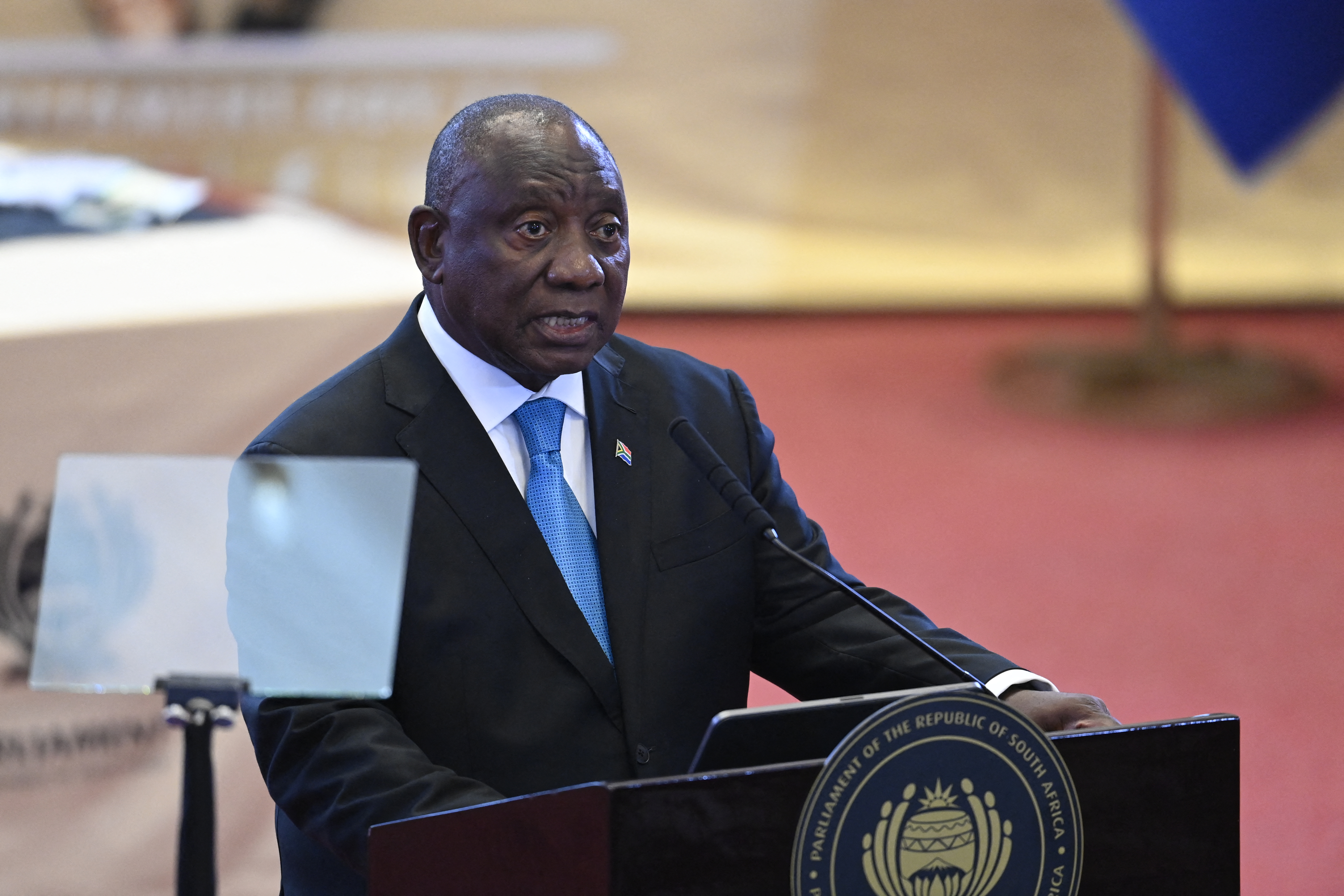 South African President Cyril Ramaphosa delivers the State of the Nation address on February 12, 2026
