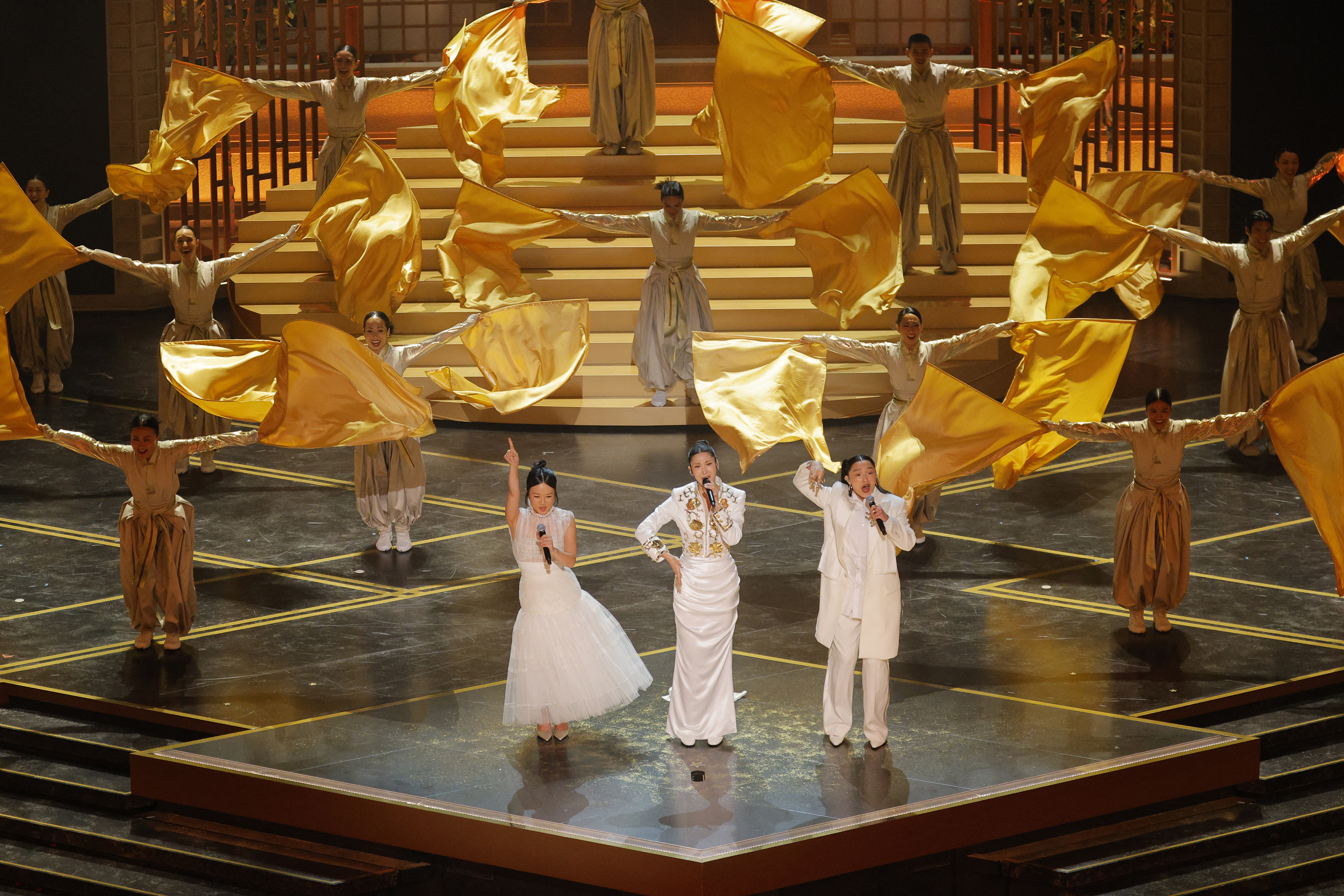 A performance from KPop Demon Hunters on stage at The Oscars