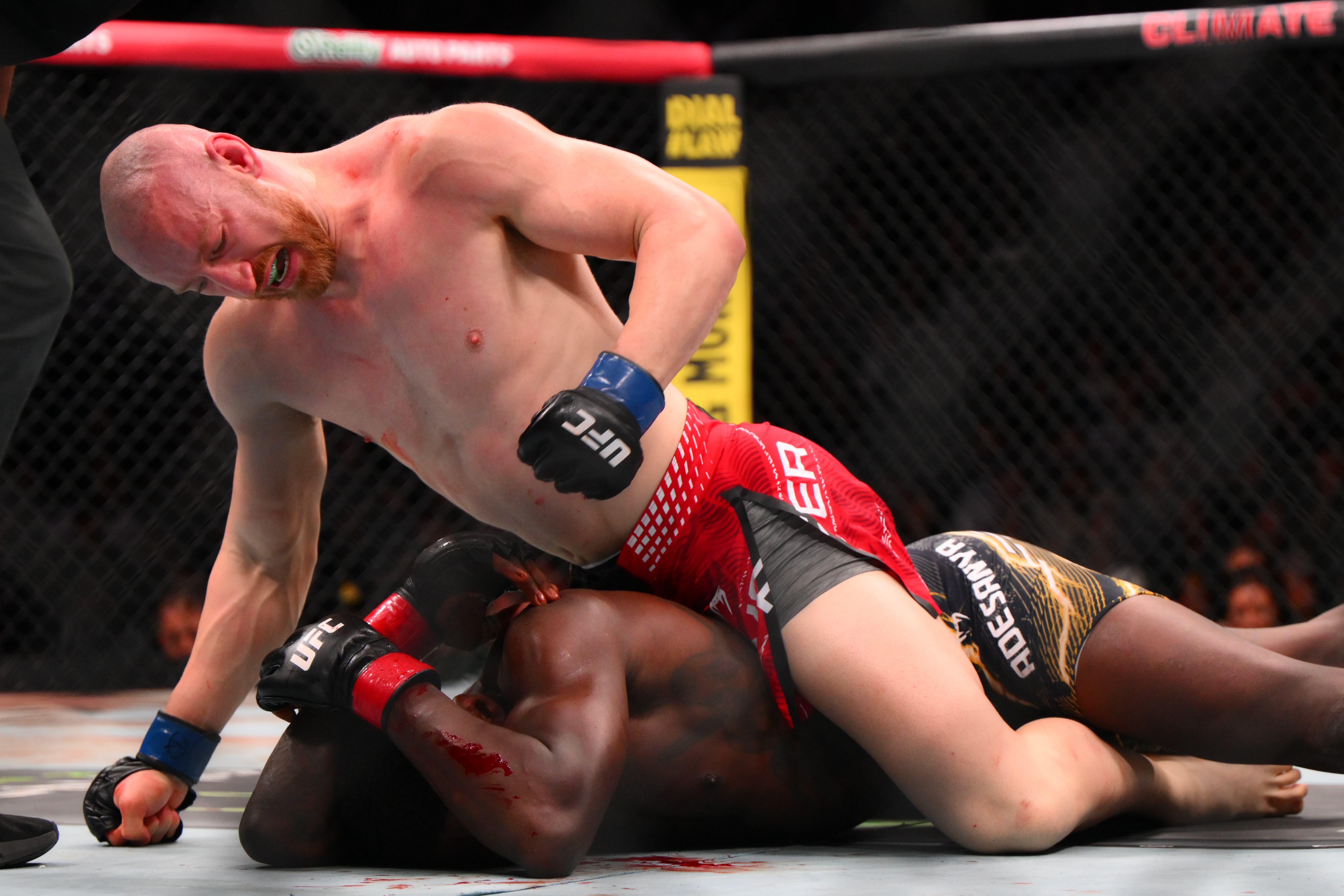 Joe Pyfer and ‌Israel Adesanya in action.