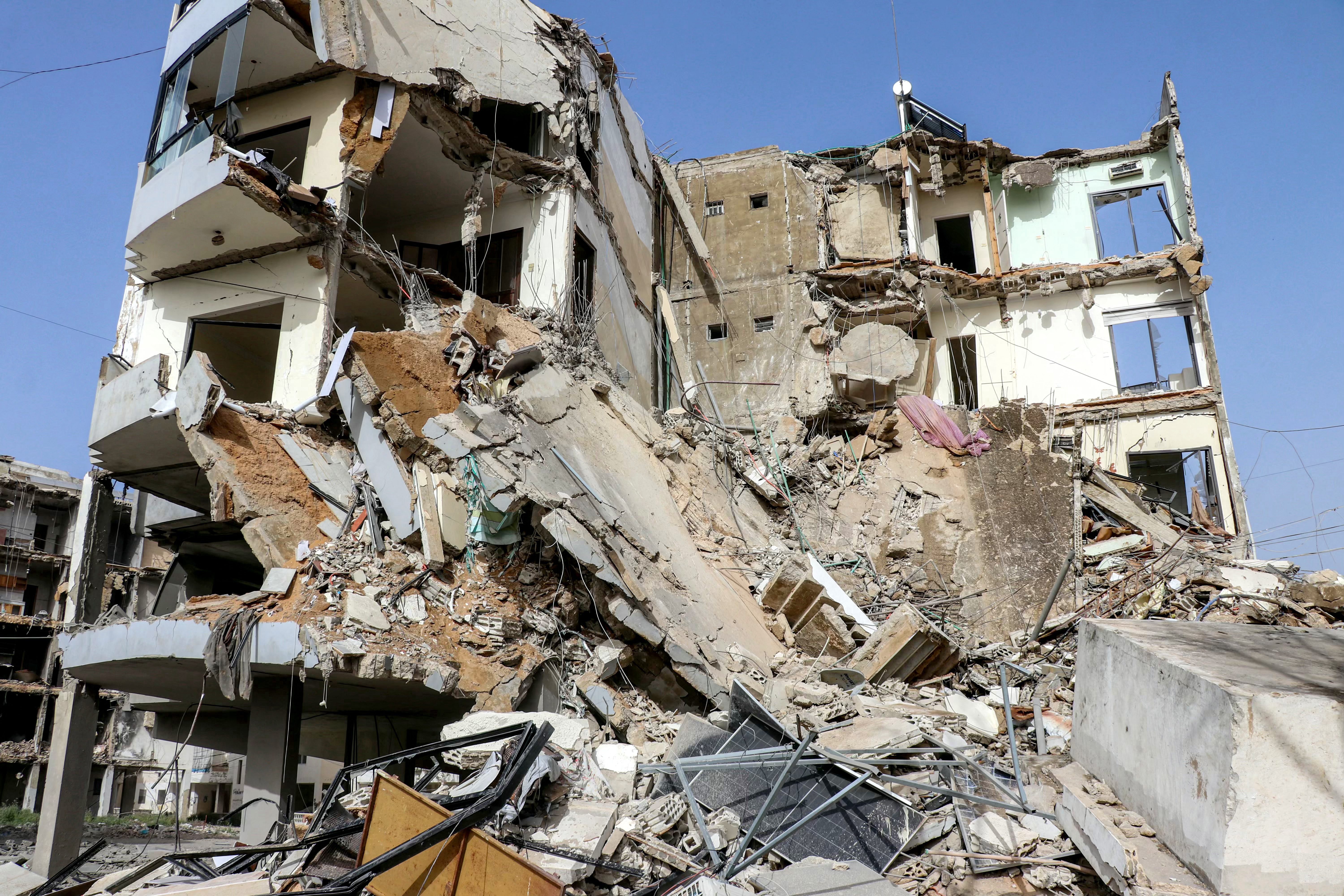 A building that collapsed in Abbasiyeh, near Tyre in southern Lebanon