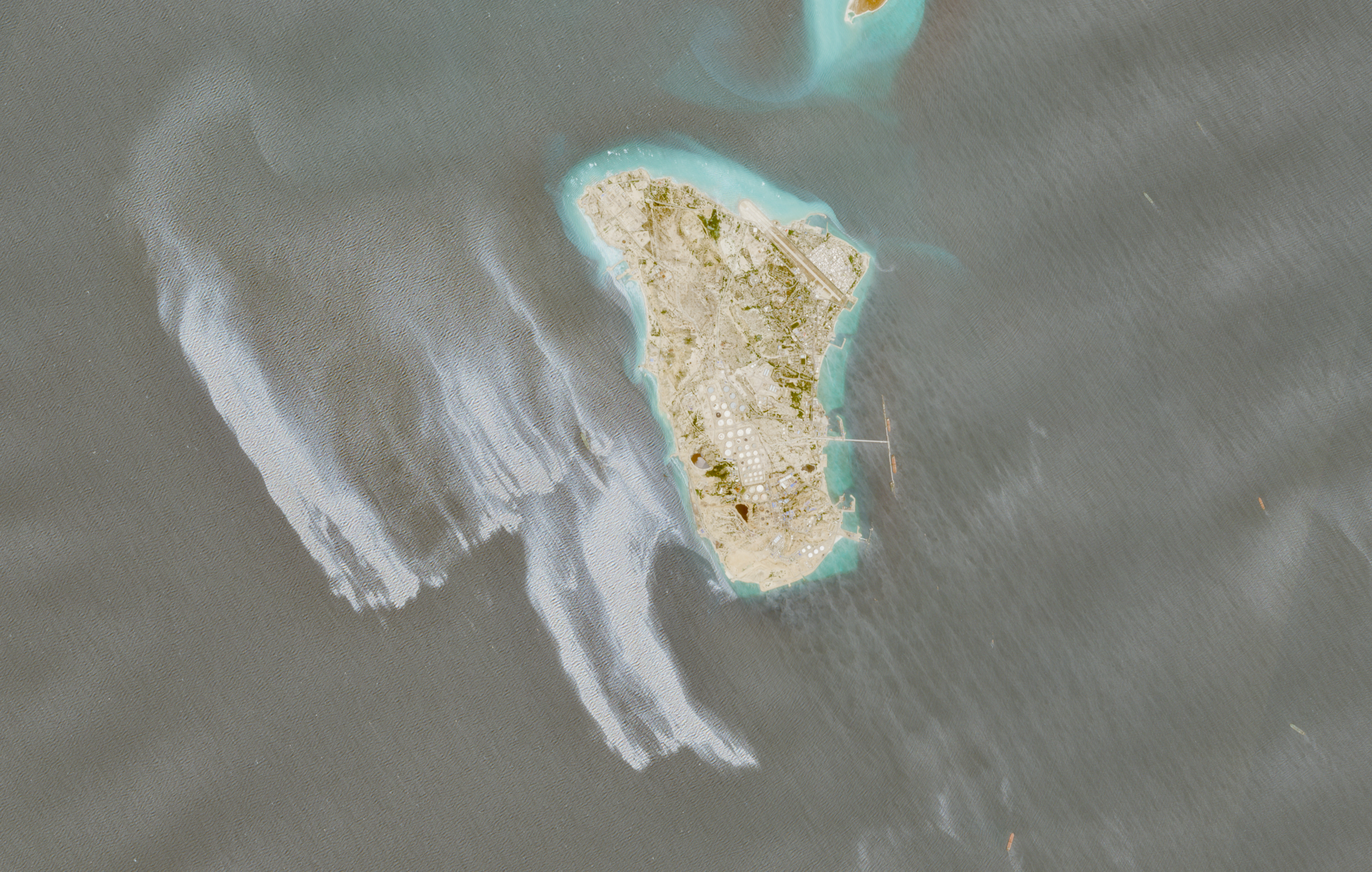 A satellite image shows likely oil spill covering dozens of square kilometers near Iran's Kharg Island, May 6, 2026. EUROPEAN UNION/COPERNICUS SENTINEL-2