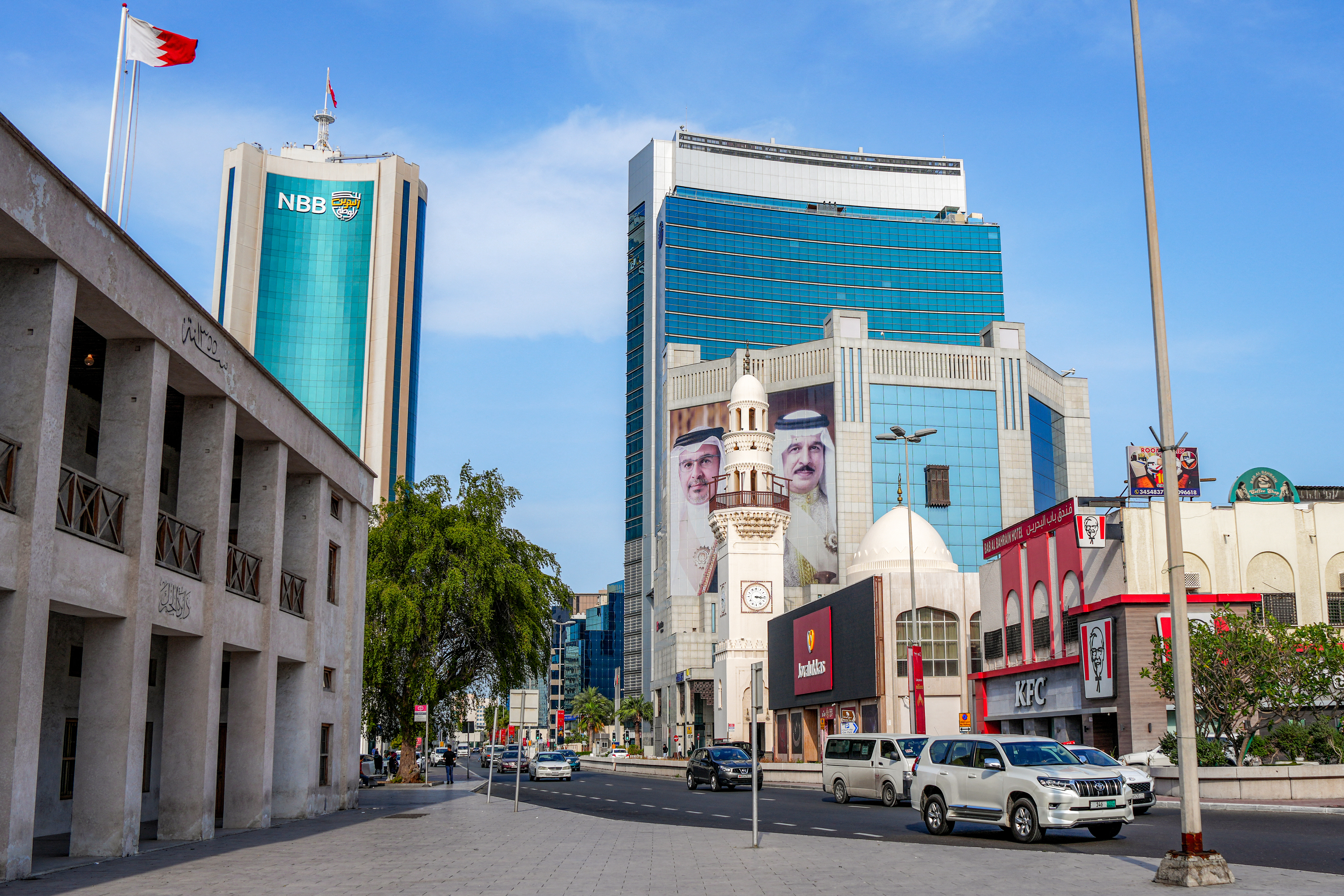 Vehicles move on a road in Bahrain's capital Manama on March 11, 2026. Iran's Revolutionary Guards said on March 11 that they had targeted several US bases in Kuwait and Bahrain during the war with the United States and Israel. (Photo by AFP) /