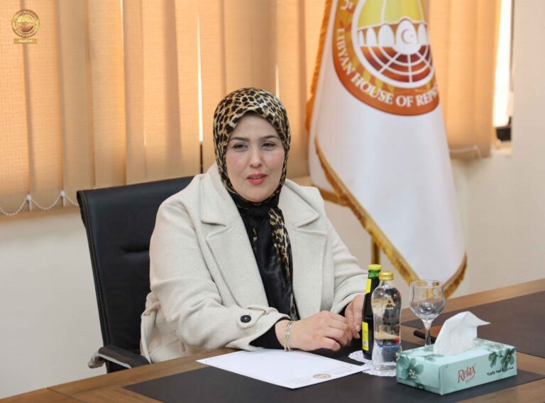 Intisar Shanib, who is also Chairperson of the Women and Child Affairs Committee in the House of Representatives, in a meeting with the Sudanese Consul in the city of Benghazi on December 9, 2024. [File: Libyan House of Representatives]