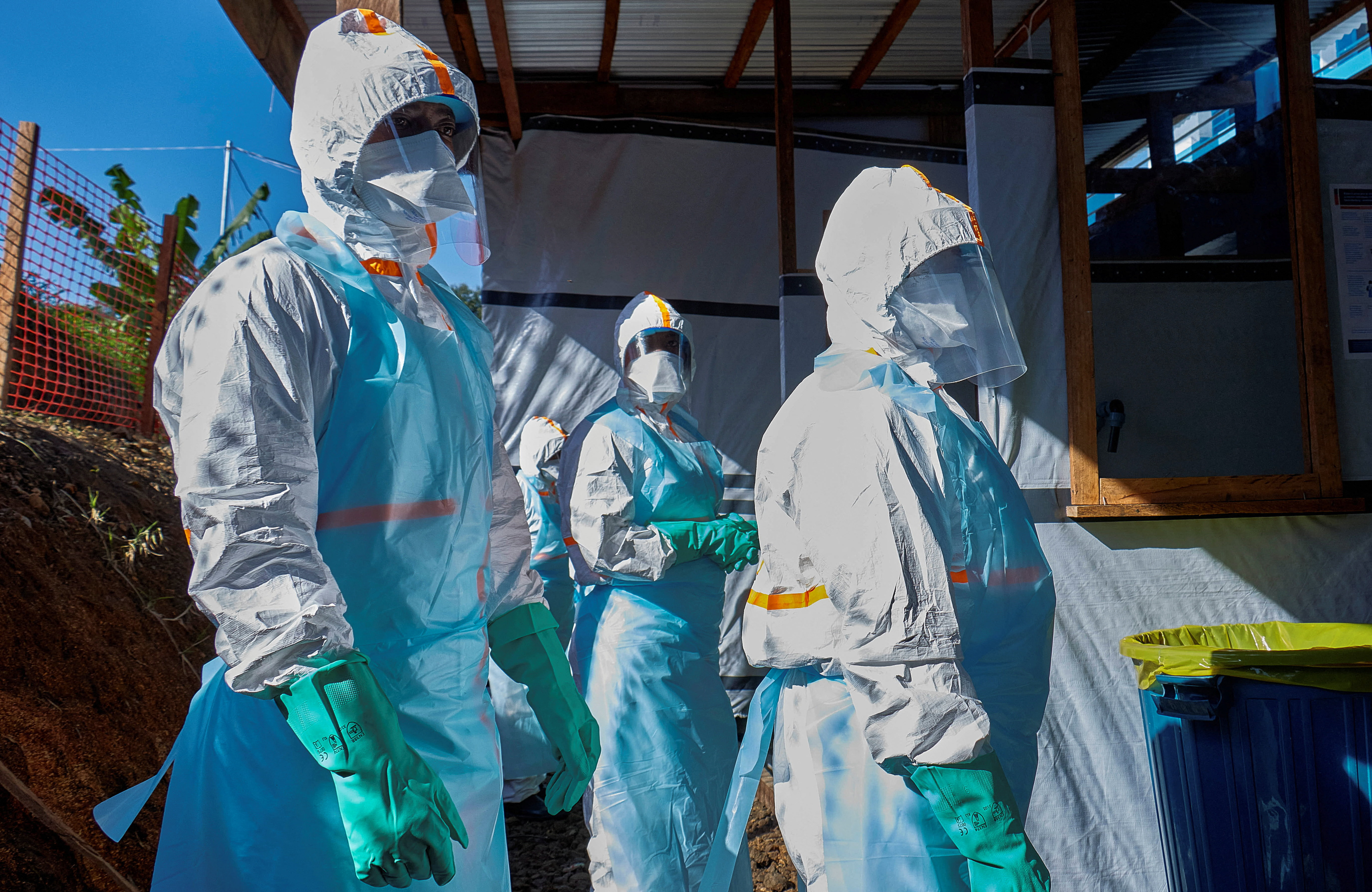 Health workers dressed up in personal protective equipment