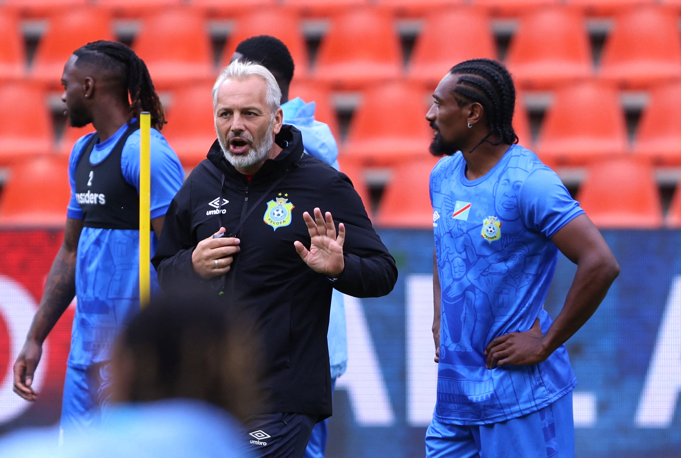 Democratic Republic of the Congo coach Sebastien Desabre during training in Belgium for Denmark and Spain games