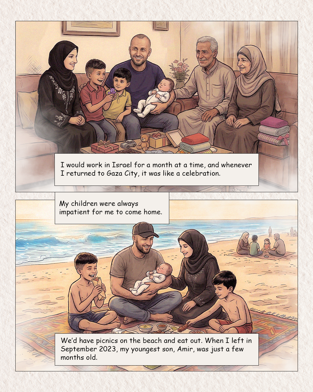 Separated by the Gaza war, a Palestinian longs to see his family again [Muhammet Okur/Al Jazeera]