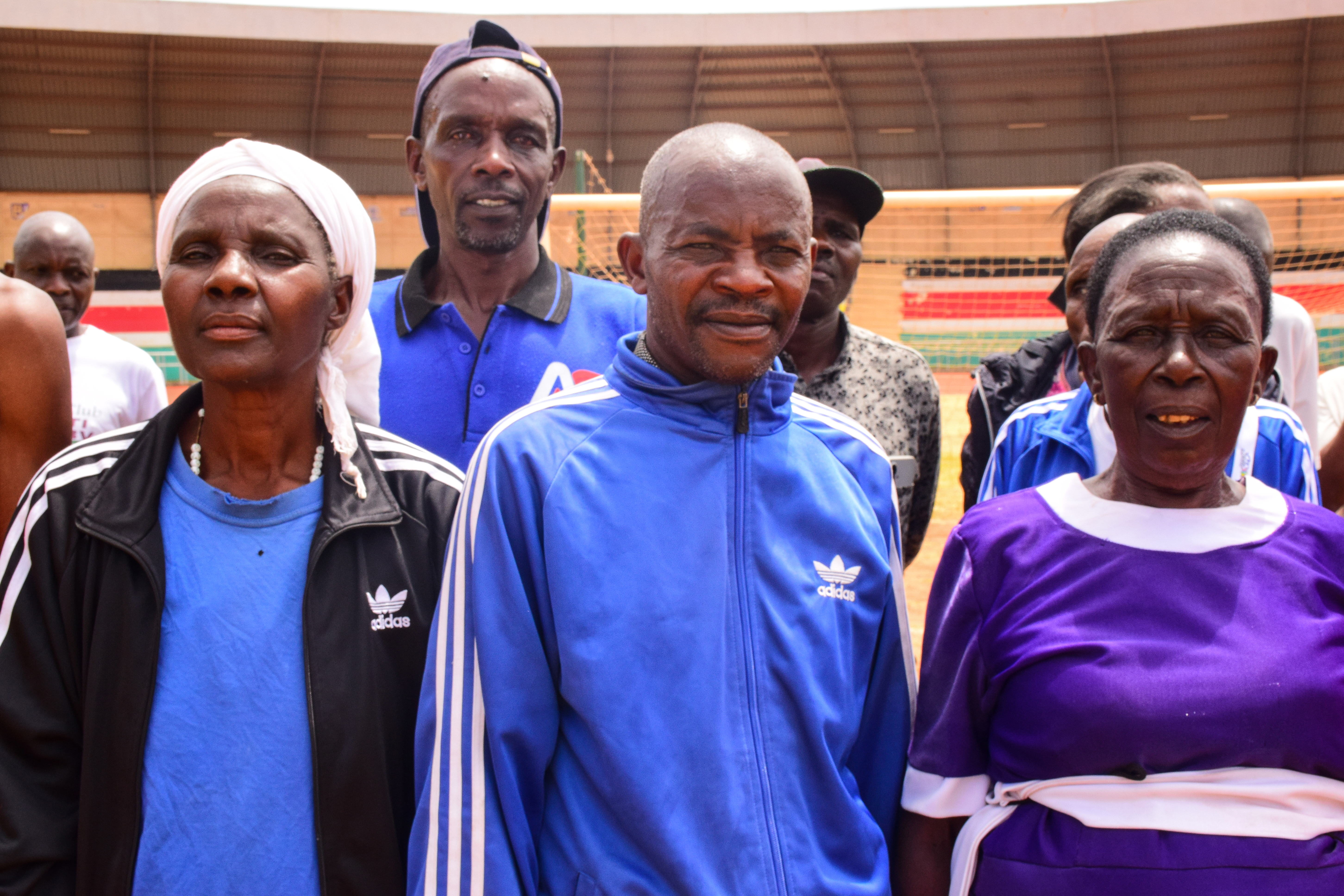 Members of the Meru chapter of Masters Athletics Kenya train together as part of a national network of athletes aged between 60 and 100, challenging expectations of age and physical activity in Kenya’s central highlands. [Benjamin Muriuki/Al Jazeera]