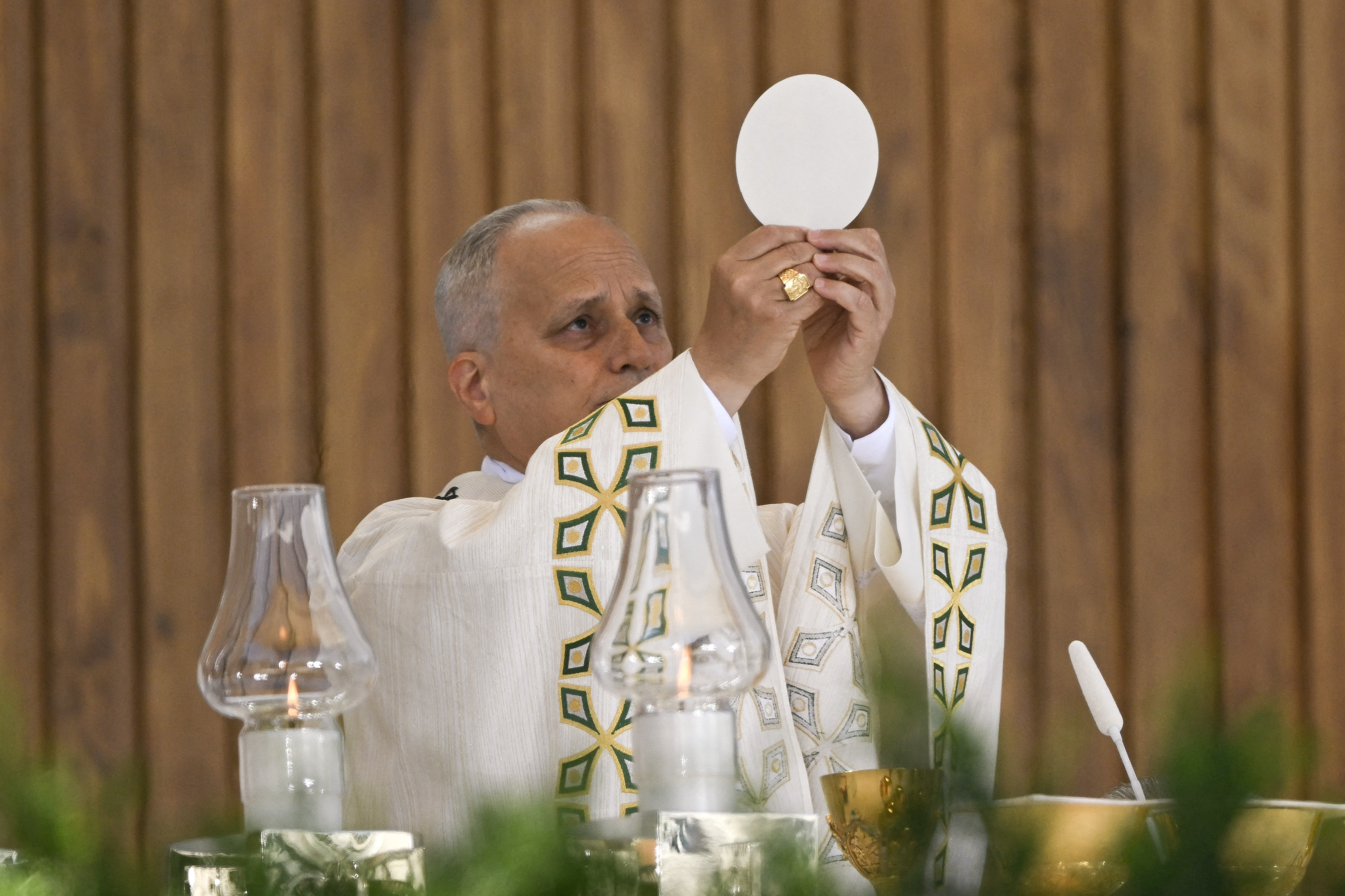 Pope Leo XIV leads the Holy mass in the Plaza de Cibeles in Madrid 