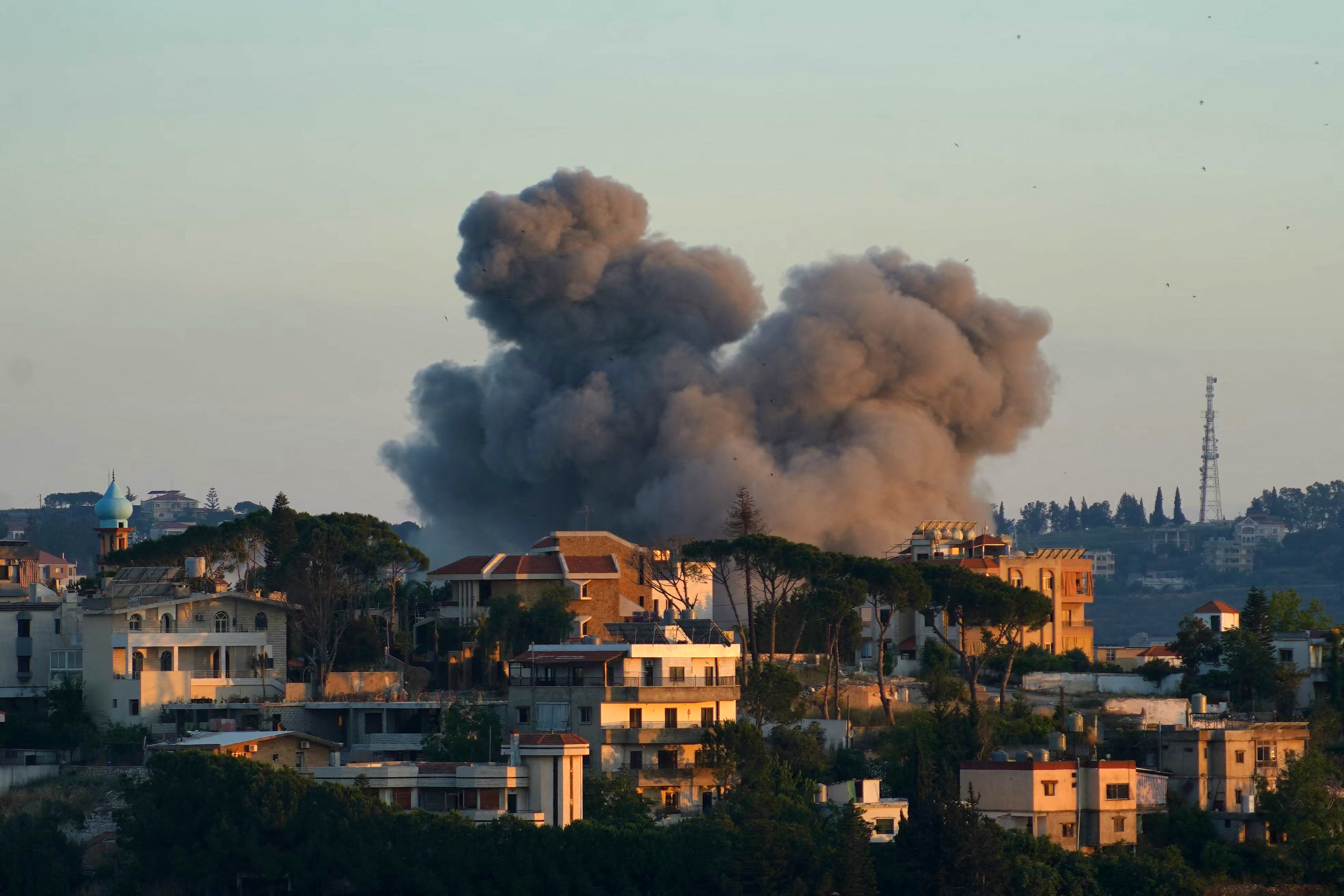 Smoke rises from the site of an Israeli airstrike that targeted the southern Lebanese city of Nabatieh on June 12, 2026.