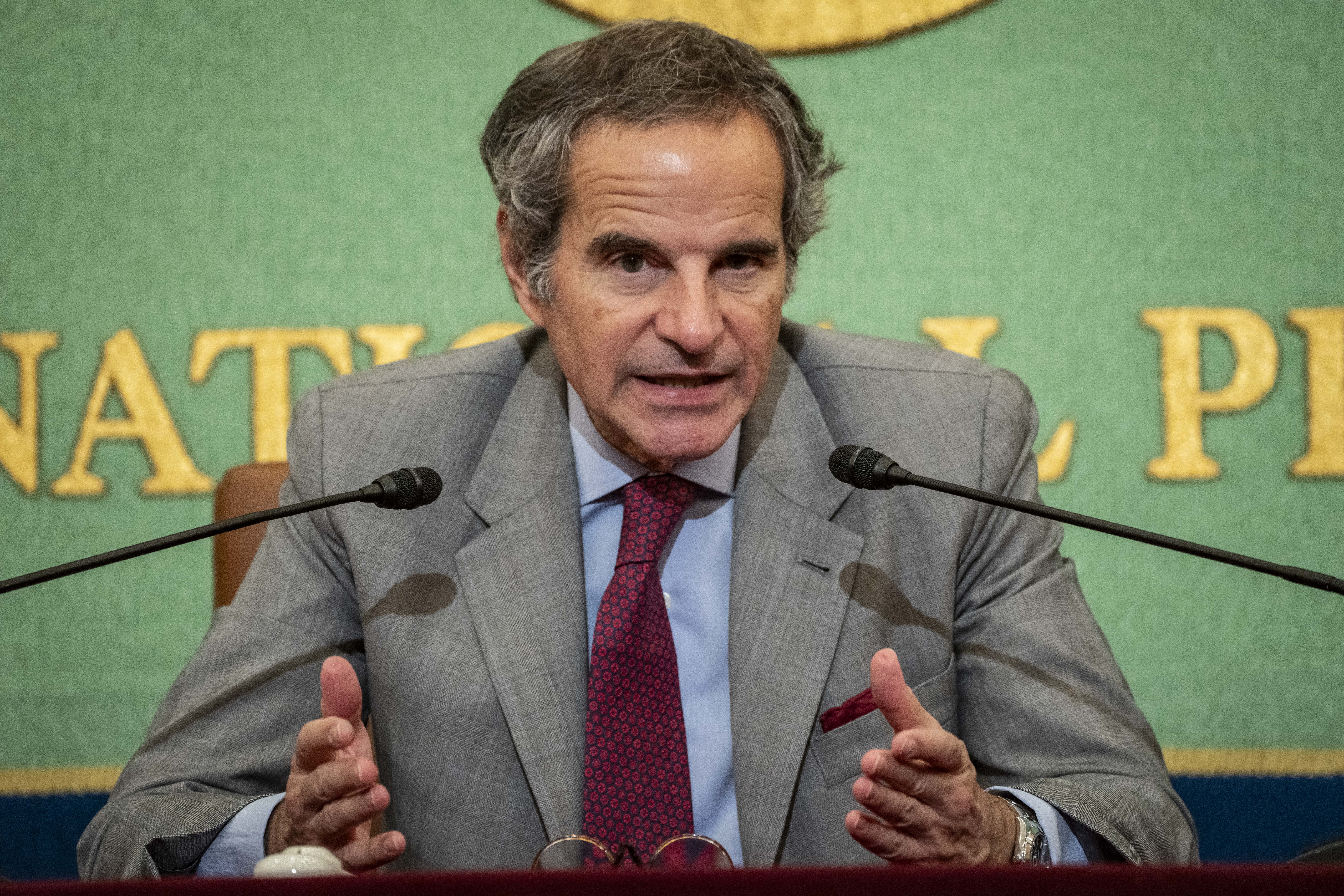 Rafael Grossi, director general of the International Atomic Energy Agency (IAEA), speaks during a news conference.