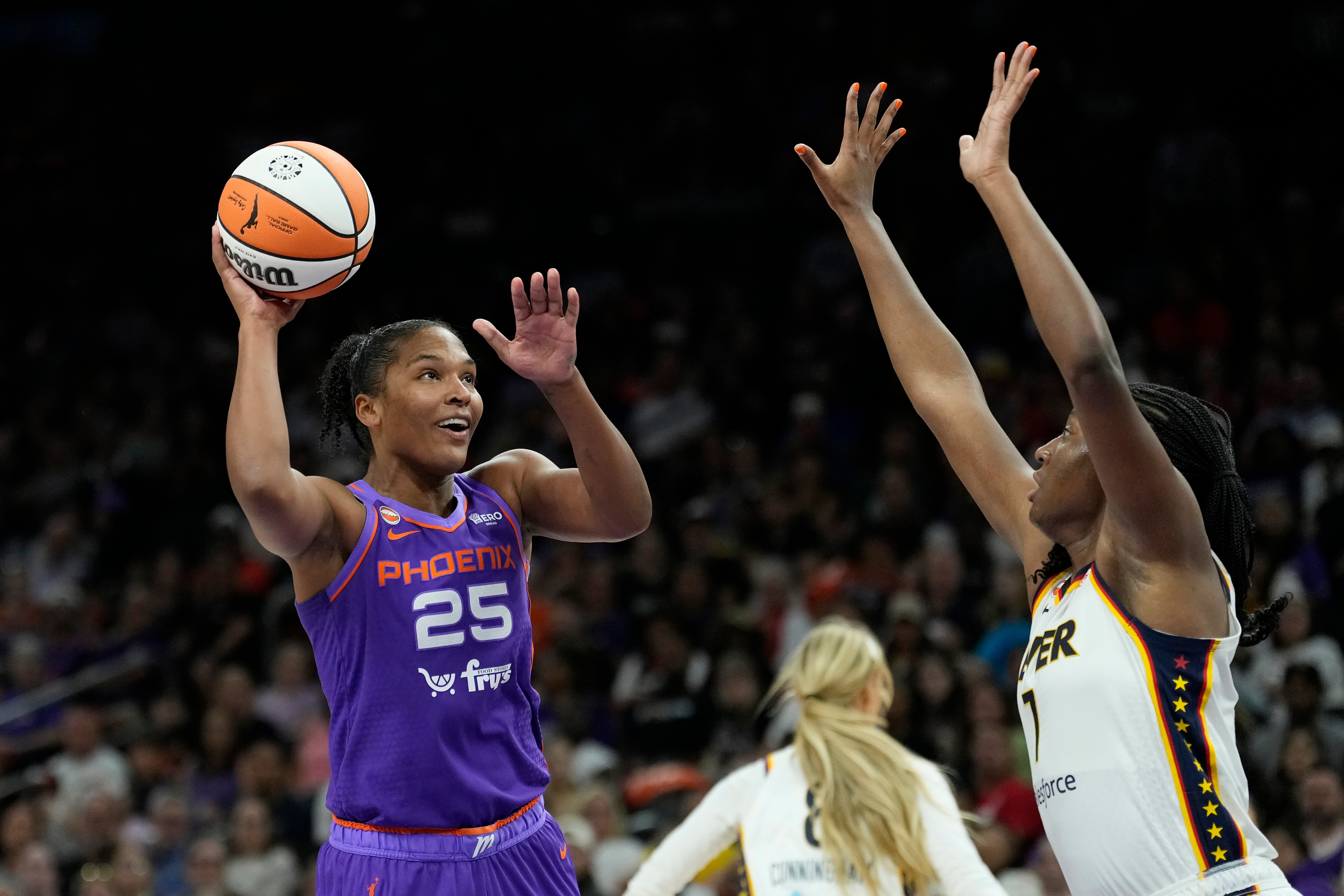 Basketball players on a court