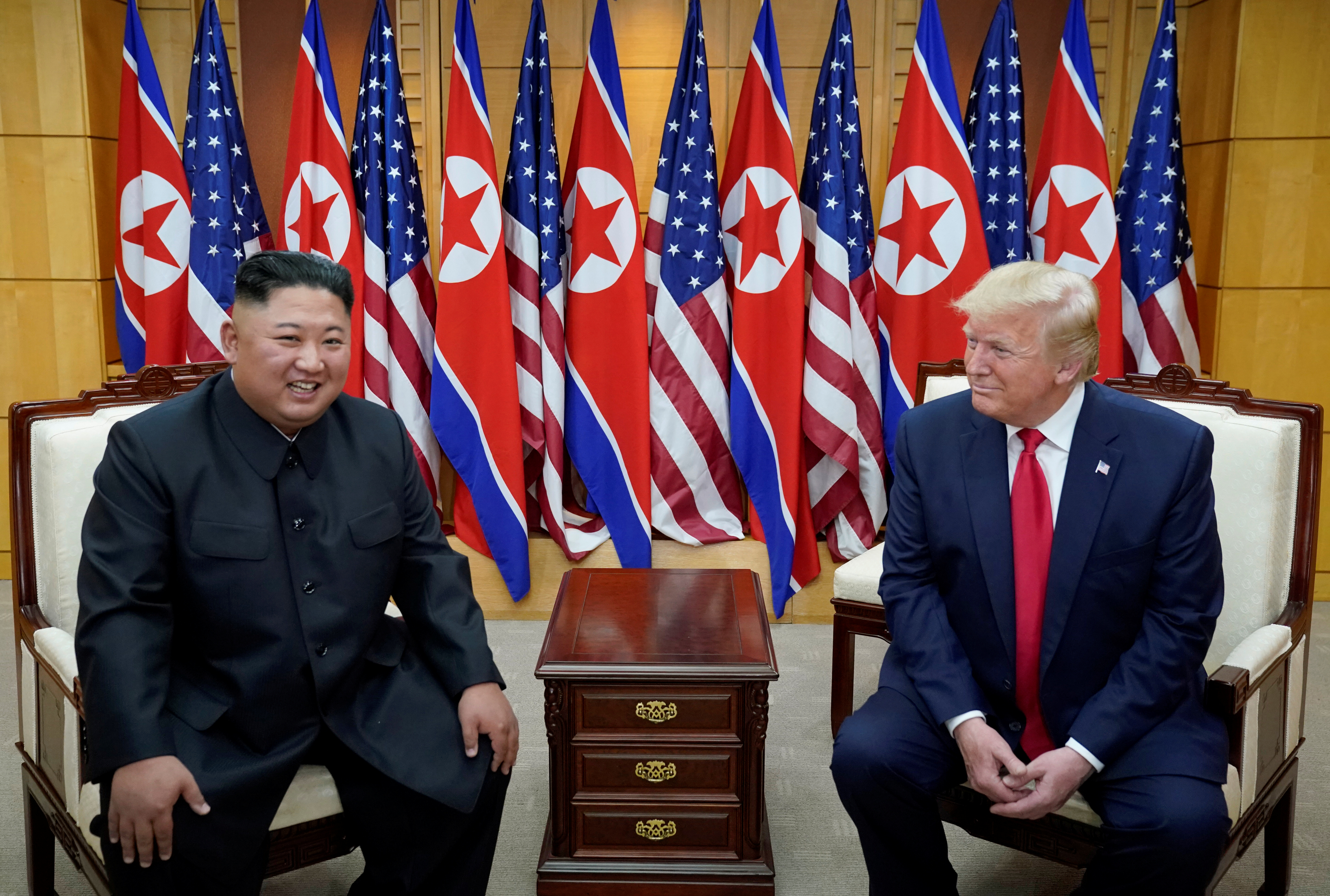 US President Donald Trump meets with North Korean leader Kim Jong Un.