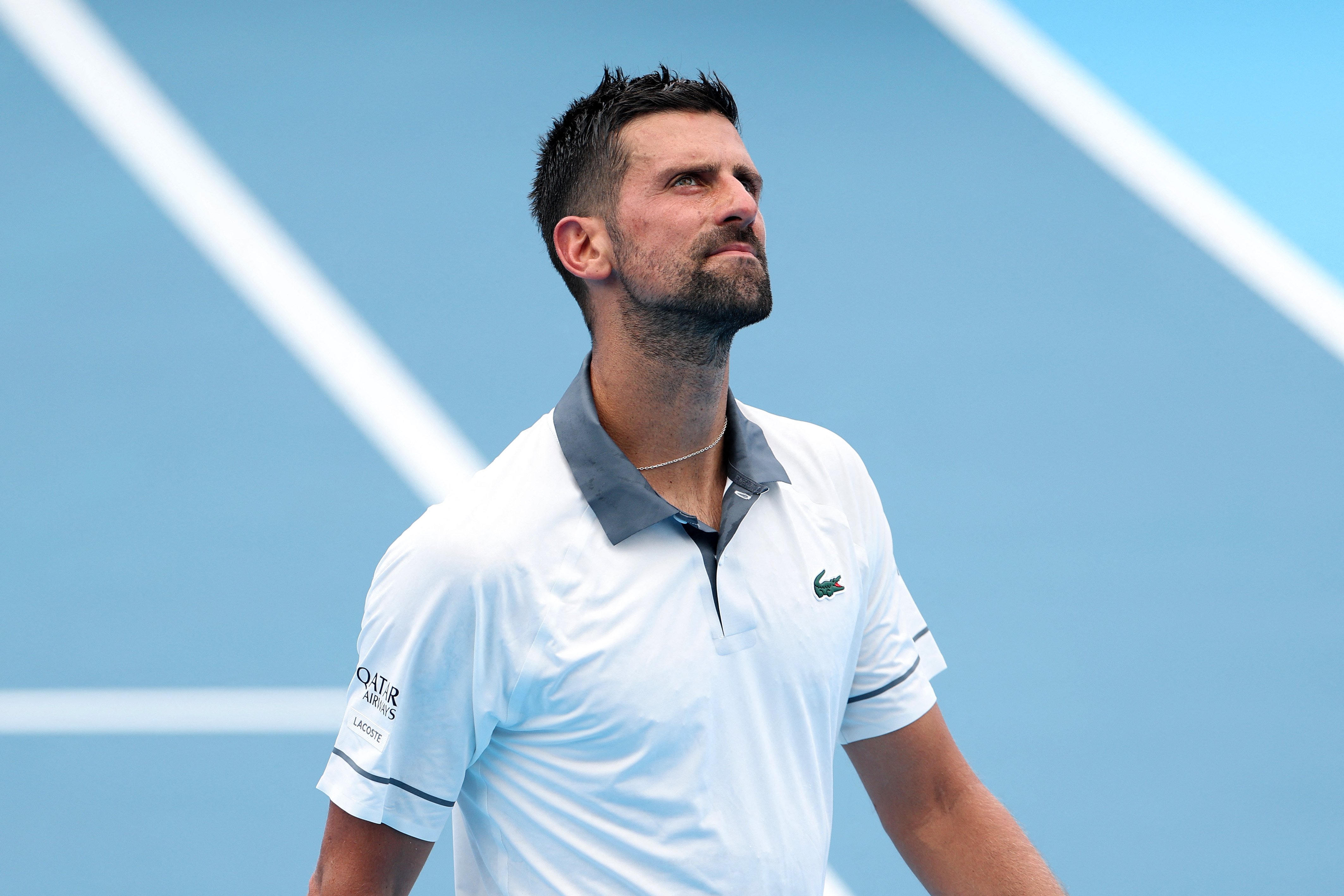 Novak Djokovic reacts