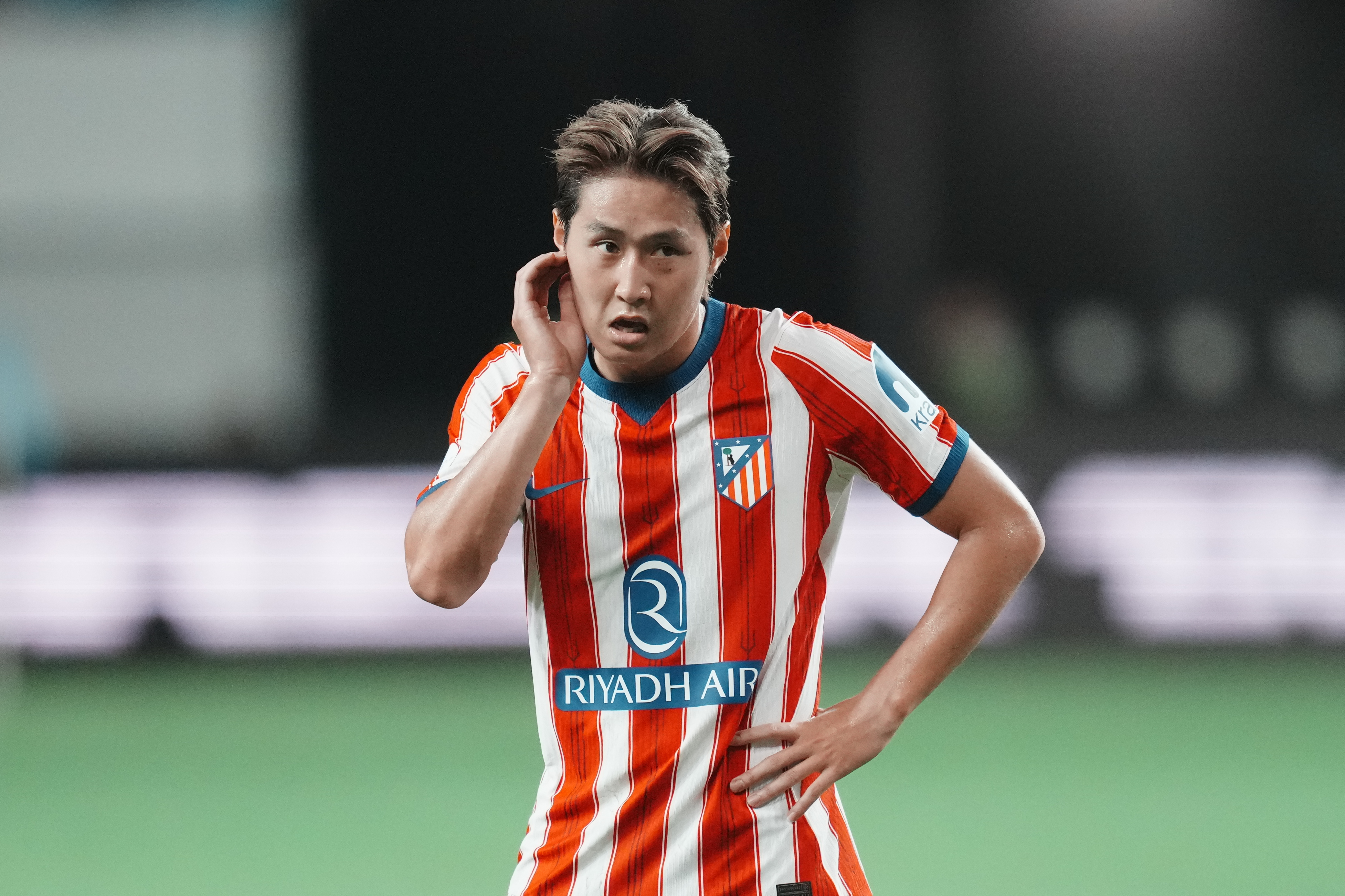 Atletico Madrid's Lee Kang-in reacts.