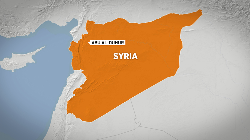 Eight air strikes hit an airbase in northwestern Syria's Idlib governorate, state TV reports.