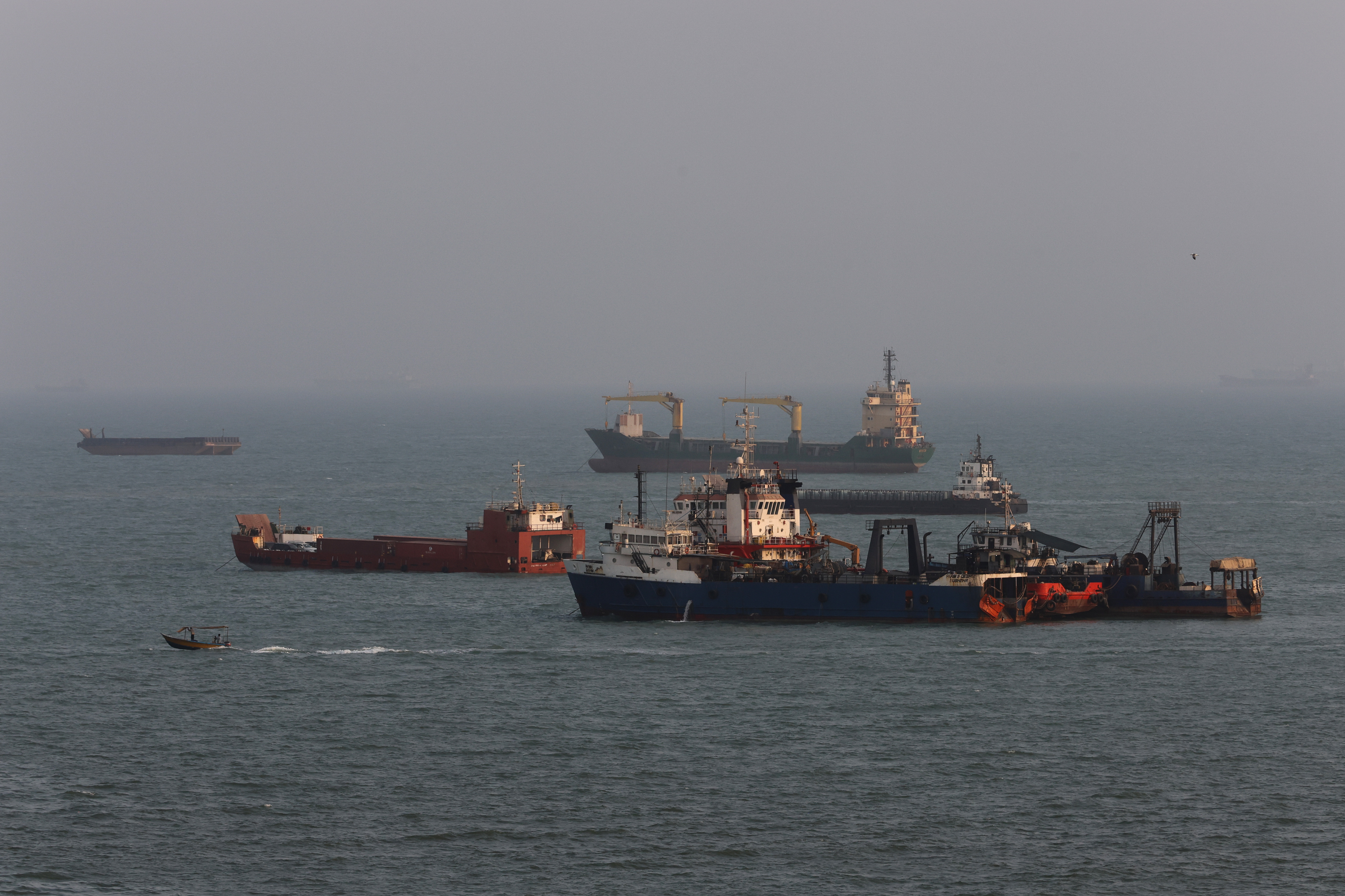 Ships anchored in the Strait of Hormuz