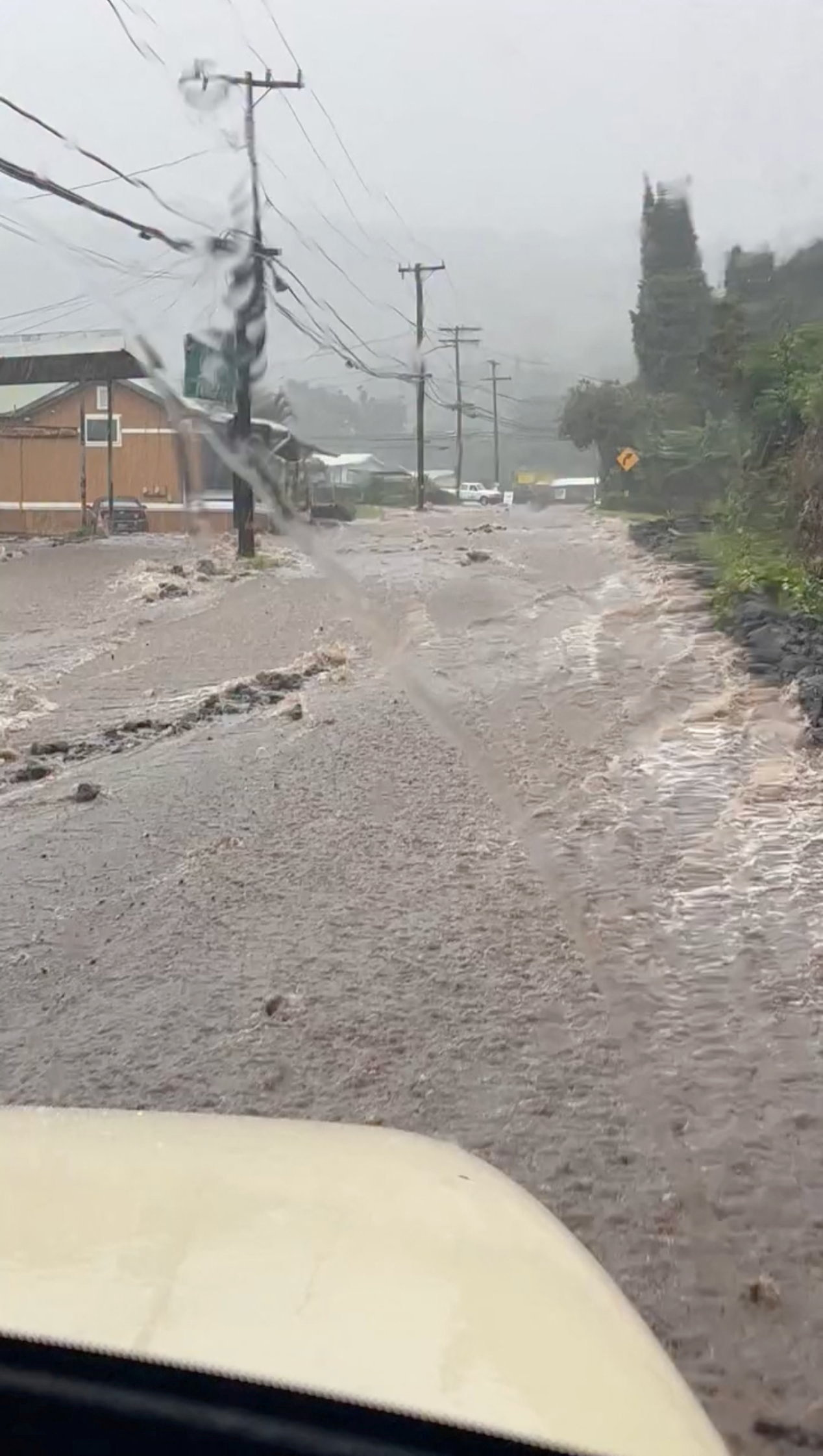 Flooding caused due to heavy rain brought in by Hurricane Lala in Hawaii county, Hawaii, U.S. August 15, 2026, in this screen grab obtained from a video. Hawaii Department of Transportation/Handout via REUTERS THIS IMAGE HAS BEEN SUPPLIED BY A THIRD PARTY. NO RESALES. NO ARCHIVES. MANDATORY CREDIT.