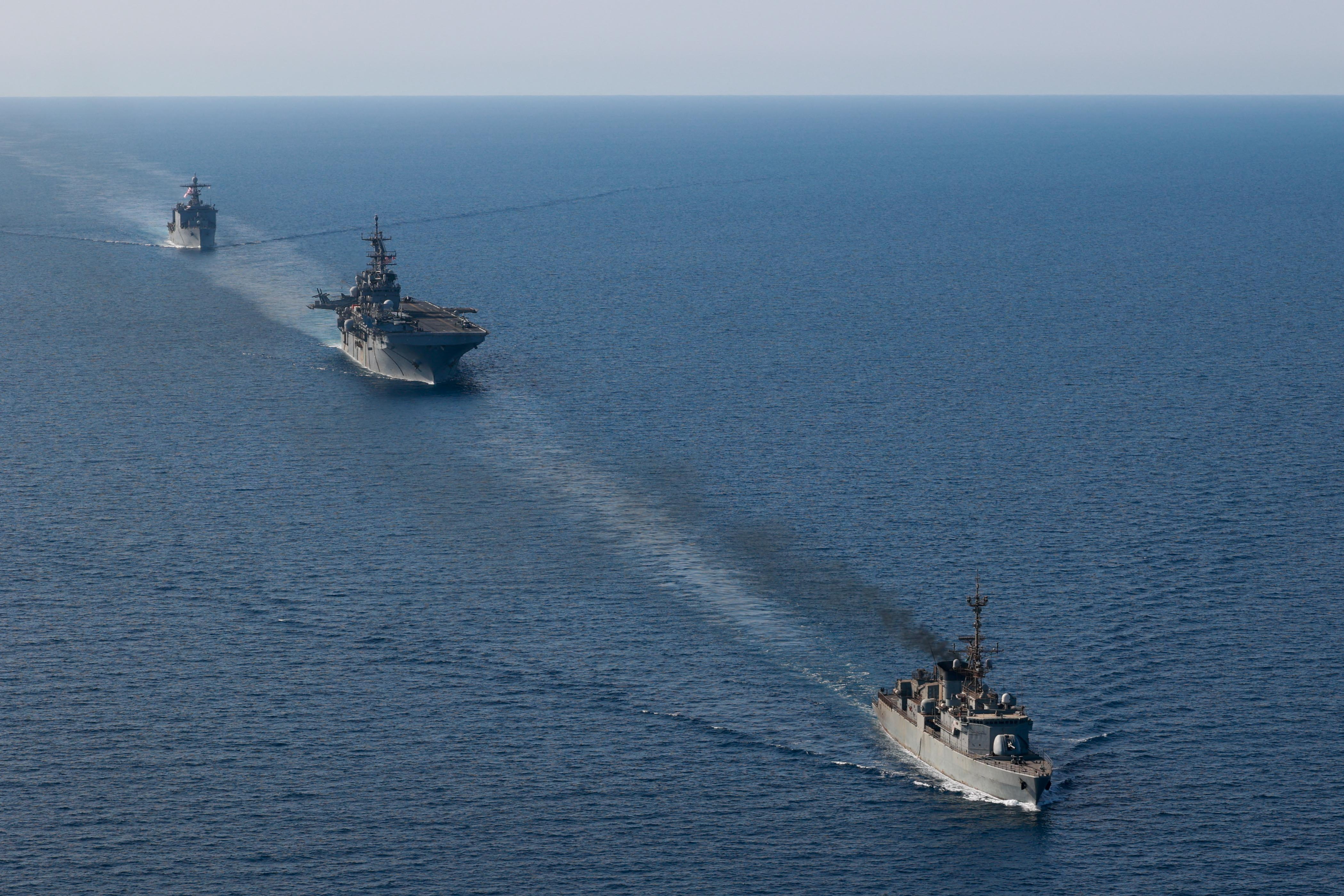 A Royal Saudi Navy frigate sails alongside US 5th Fleet ships during operations to support maritime security in the Red Sea, where rising tensions between Ethiopia and Eritrea have raised concerns about wider regional stability. [File: Reuters]