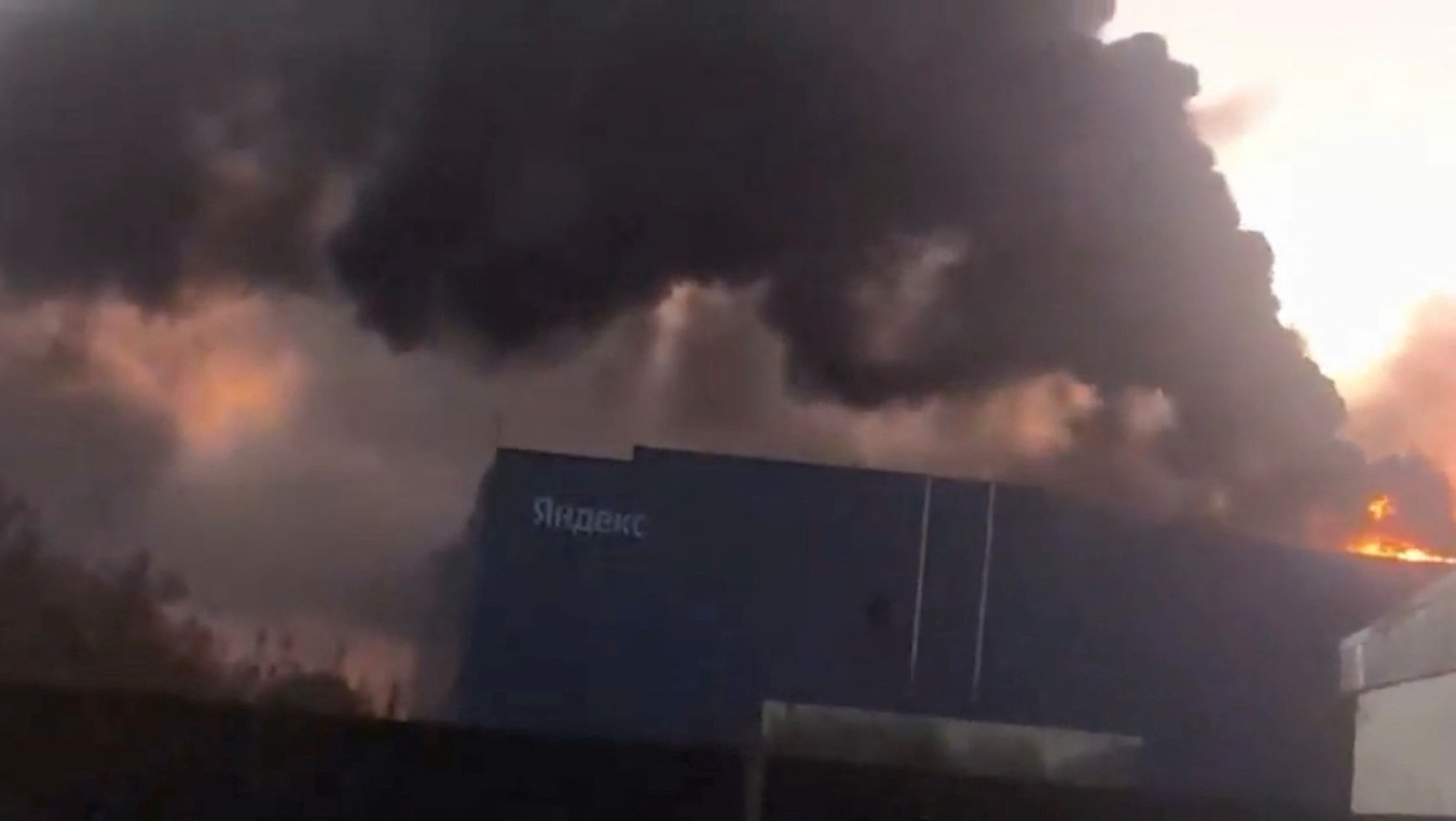 Smoke billows from Yandex's Sasovo hub after a fire following a drone strike forced the suspension of operations at the site in Sasovo, Russia, in this screengrab obtained from a social media video on October 8, 2026 [Reuters]